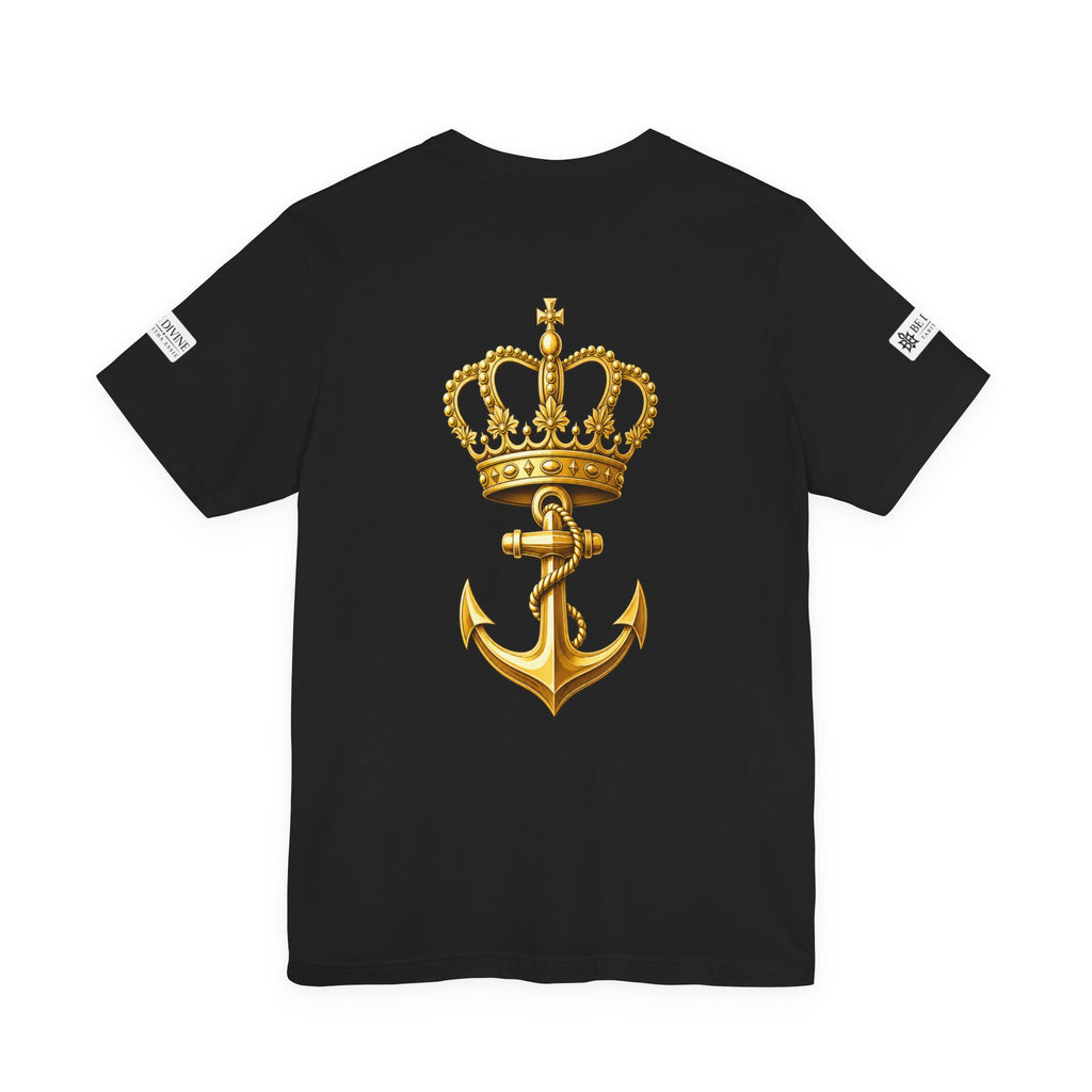 BE DIVINE™ Premium Minimal Crown 'N Anchor Tee – Black & Gold Edition