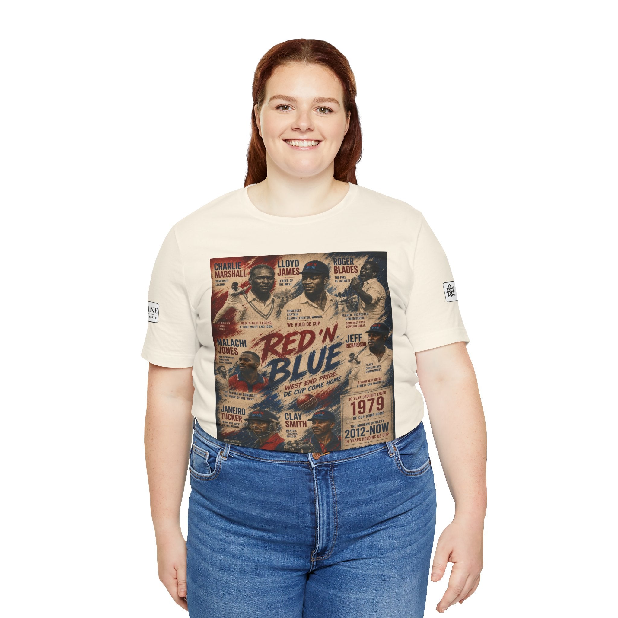BE DIVINE™ Red ’N Blue Cricket Greats Tee