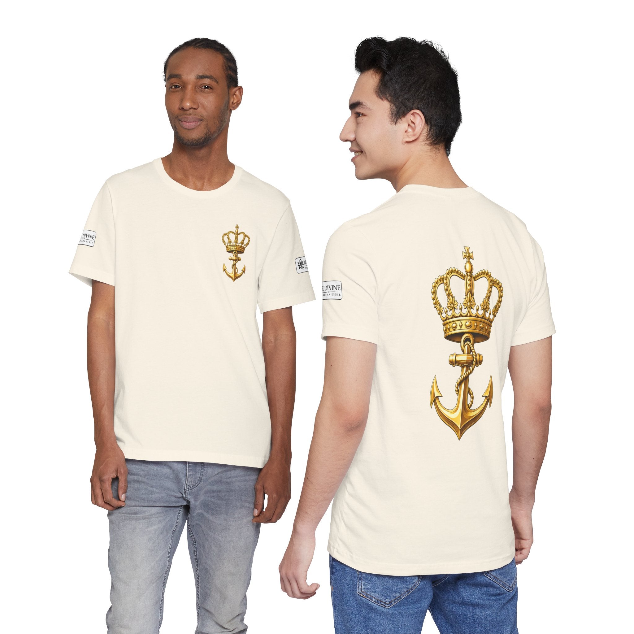 BE DIVINE™ Premium Minimal Crown 'N Anchor Tee – Black & Gold Edition