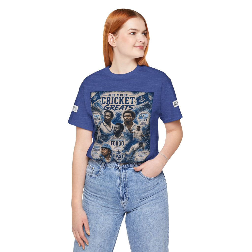 BE DIVINE™ Blue 'N Blue Cricket Greats Heritage Tee – Front & Back Collector Edition