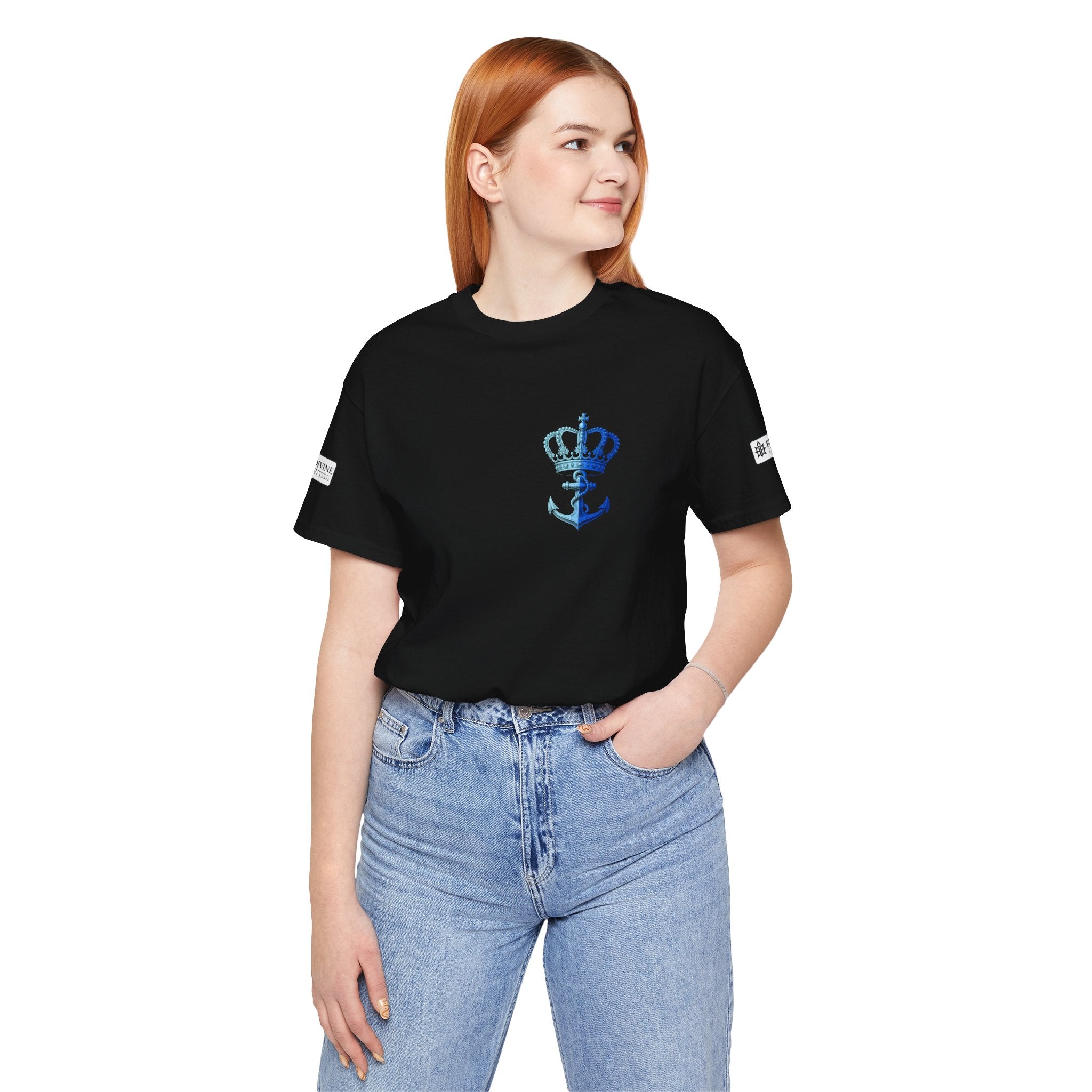 BE DIVINE™ Premium Minimal Crown 'N Anchor Tee – Blue 'N Blue Edition
