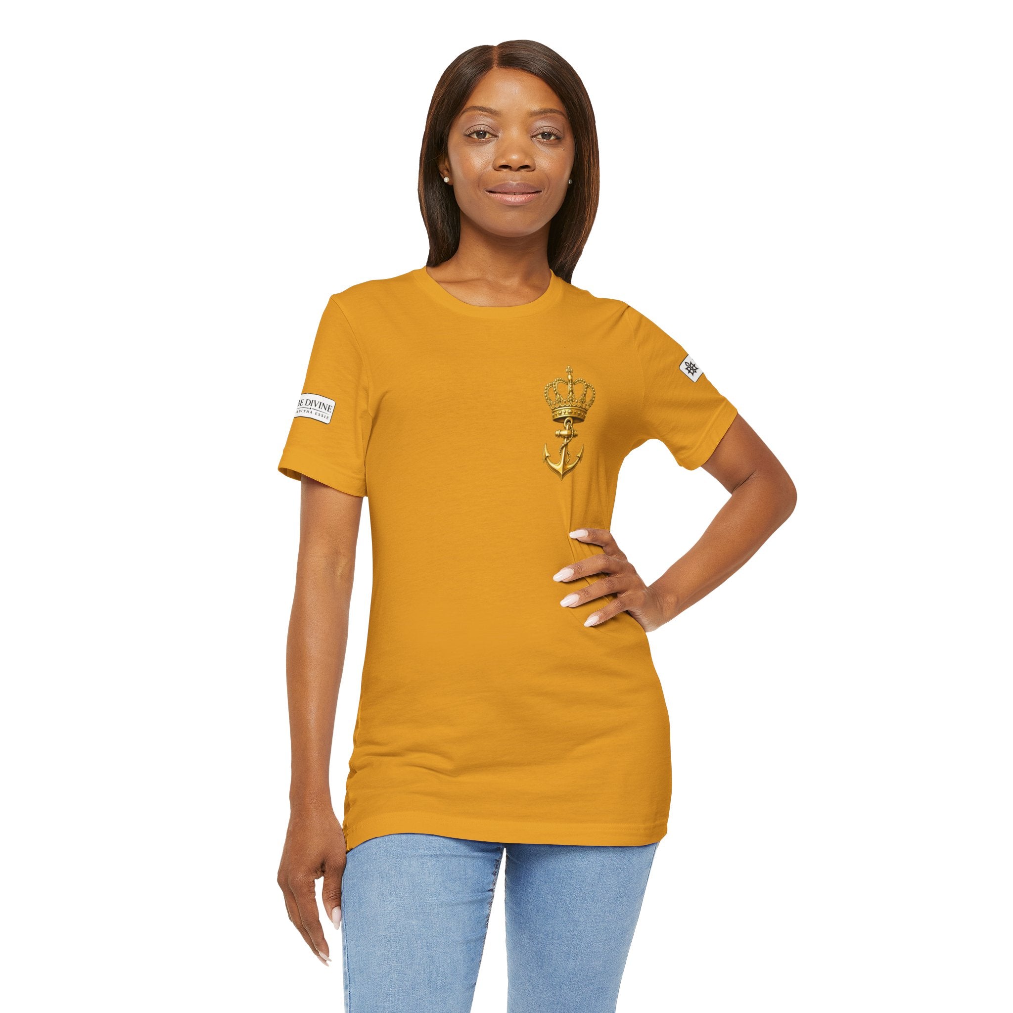 BE DIVINE™ Premium Minimal Crown 'N Anchor Tee – Black & Gold Edition