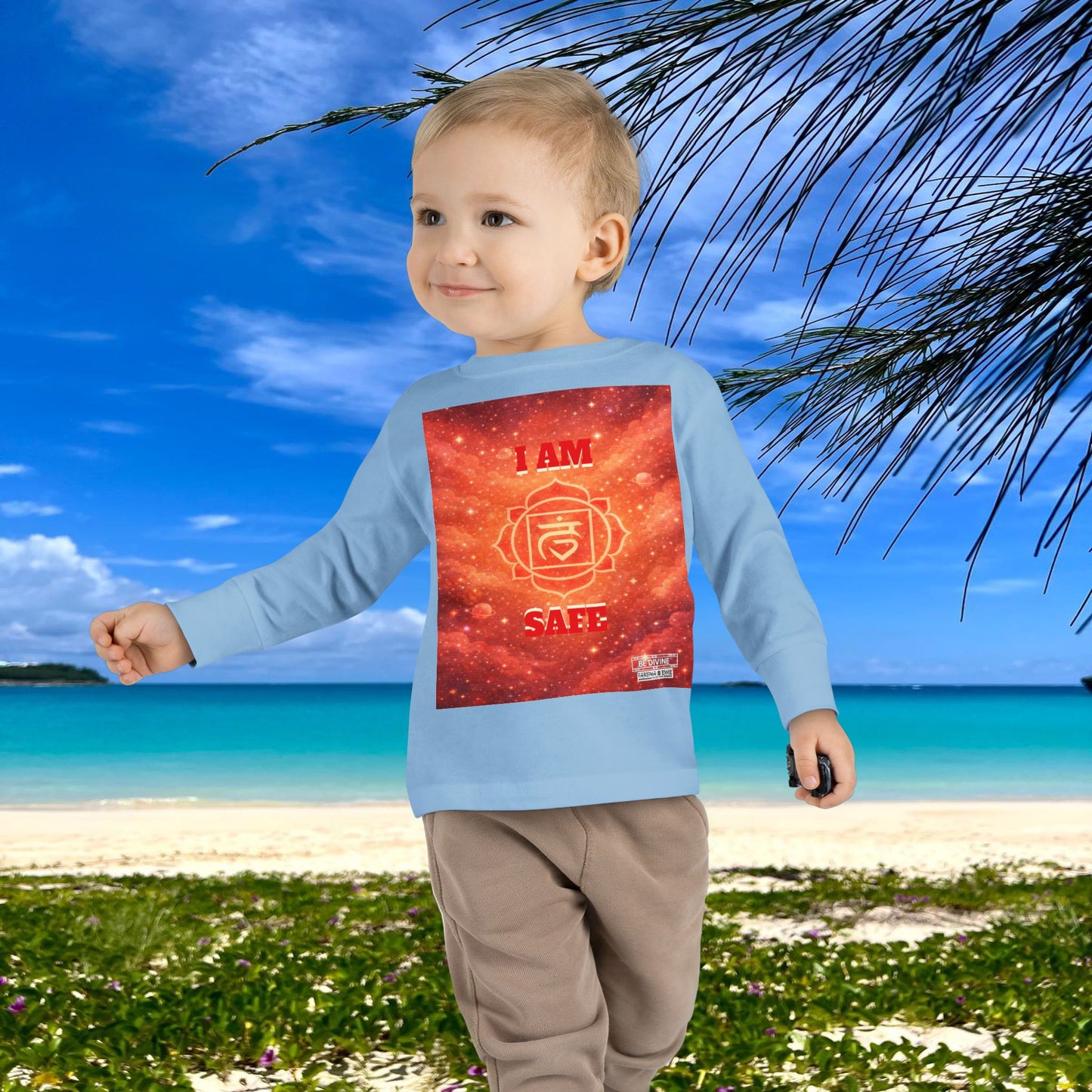 BE DIVINE™ Root Chakra Toddler Long Sleeve Tee | Safety & Security Affirmation Shirt