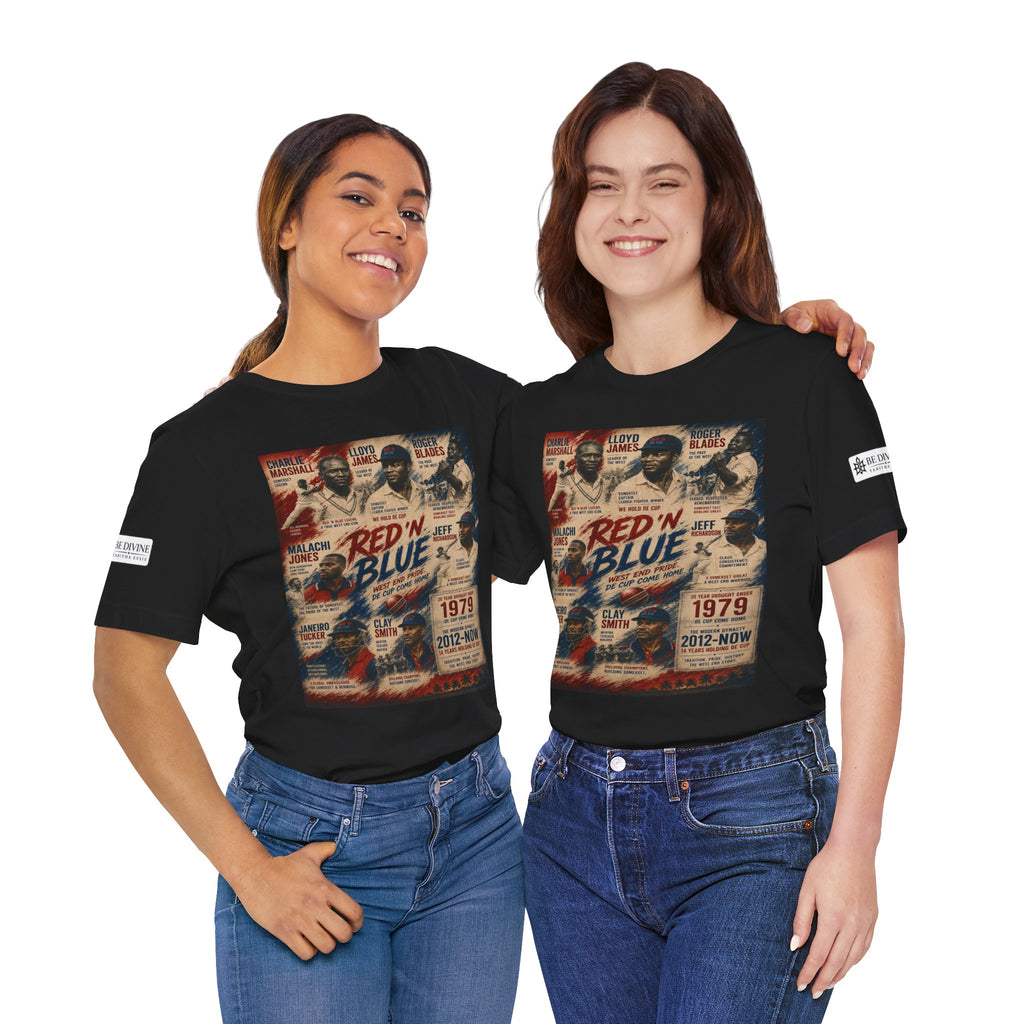 BE DIVINE™ Red ’N Blue Cricket Greats Tee
