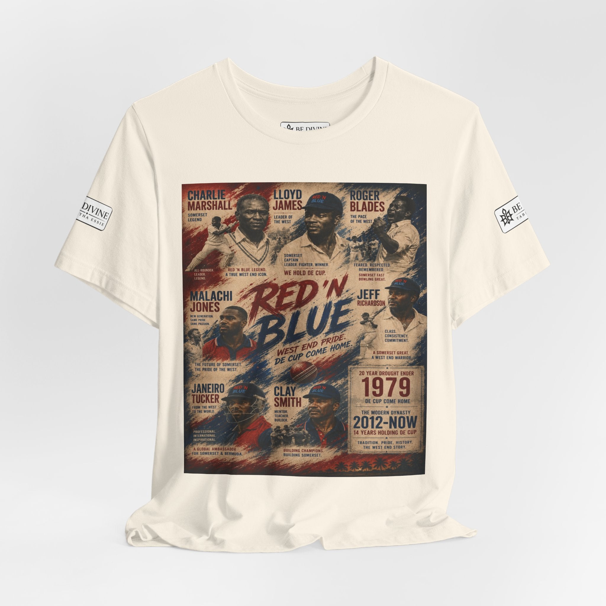 BE DIVINE™ Red ’N Blue Cricket Greats Tee