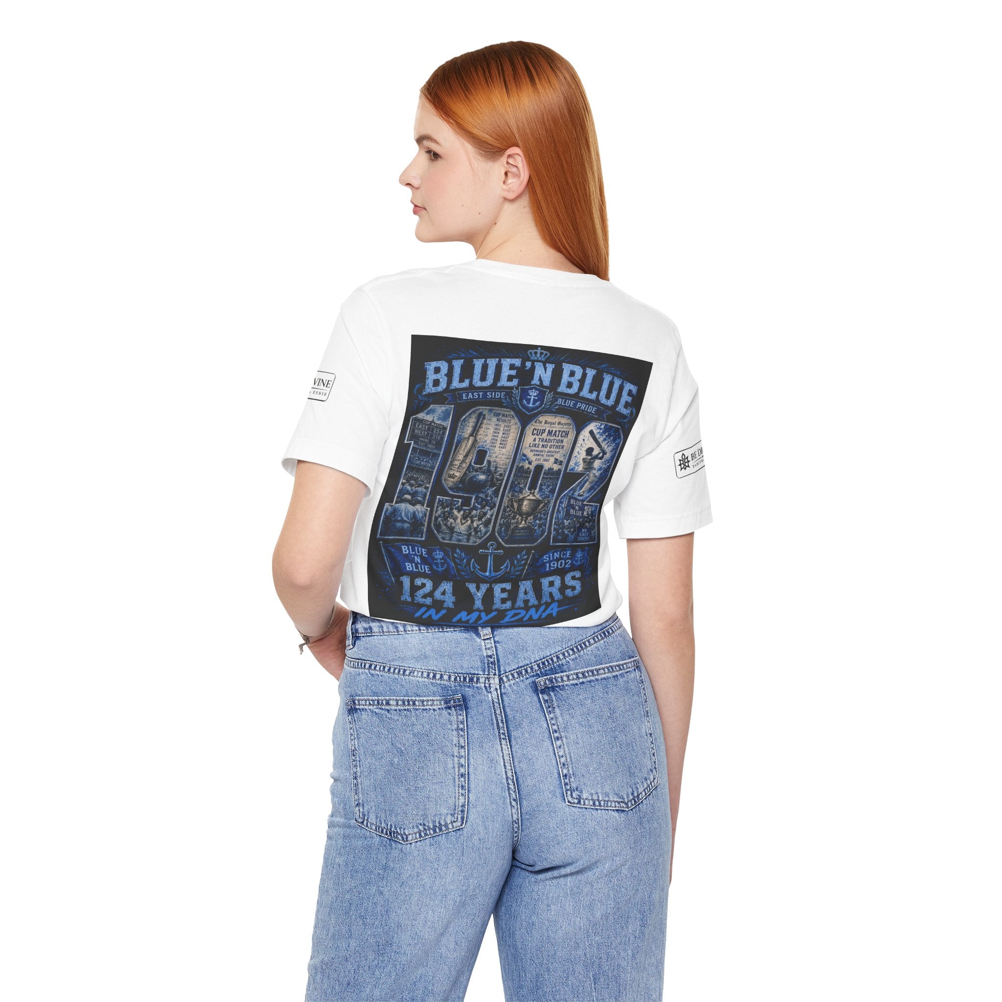 BE DIVINE™ Blue 'N Blue Cricket Greats Heritage Tee – Front & Back Collector Edition
