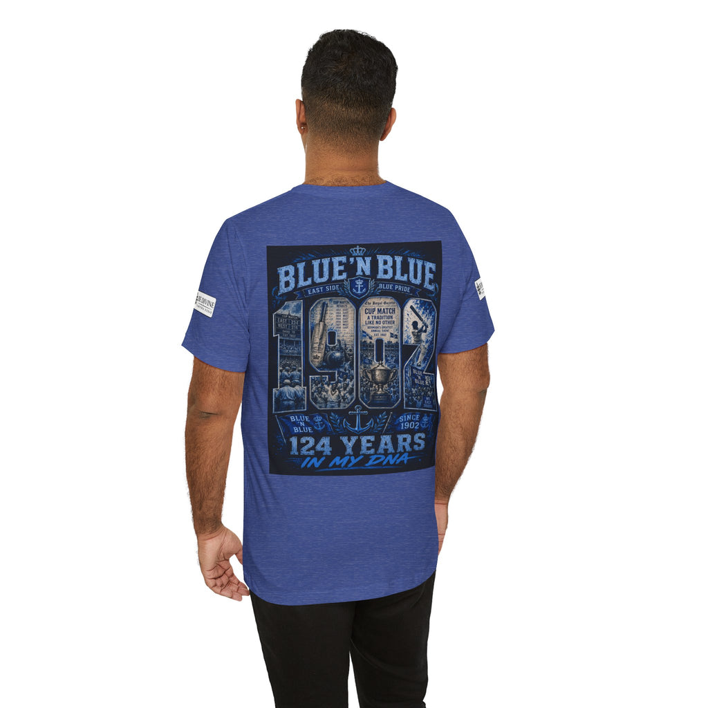 BE DIVINE™ Blue 'N Blue Cricket Greats Heritage Tee – Front & Back Collector Edition