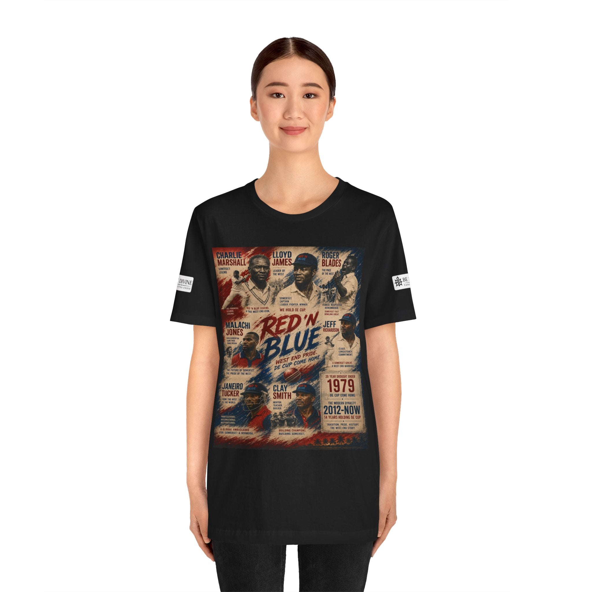 BE DIVINE™ Red ’N Blue Cricket Greats Tee