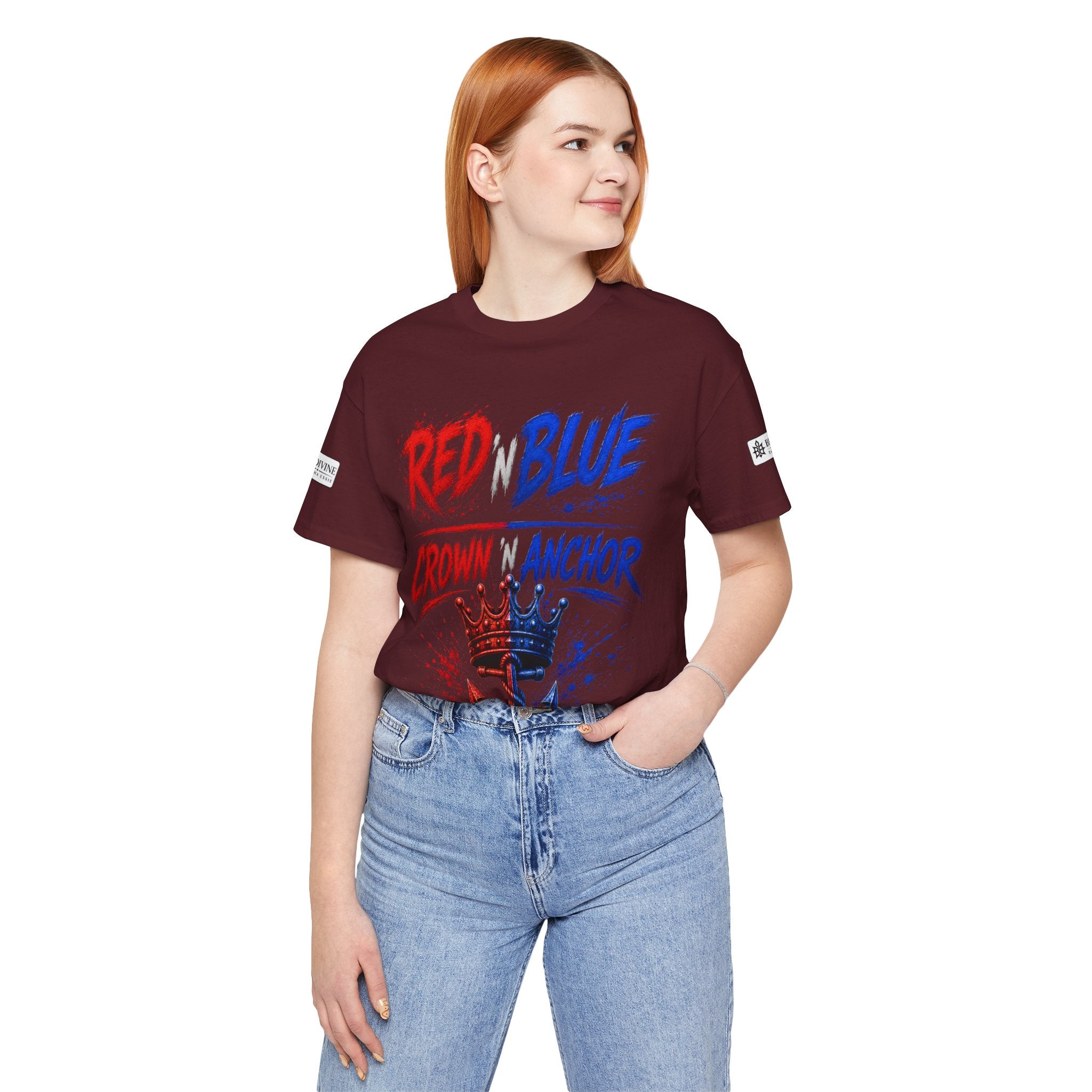 BE DIVINE™ Red ’N Blue Crown ’N Anchor Tee