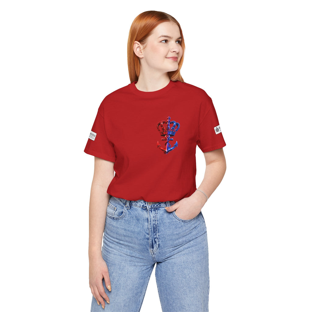 BE DIVINE™ Premium Minimal Crown 'N Anchor T-Shirt – Red 'N Blue Edition
