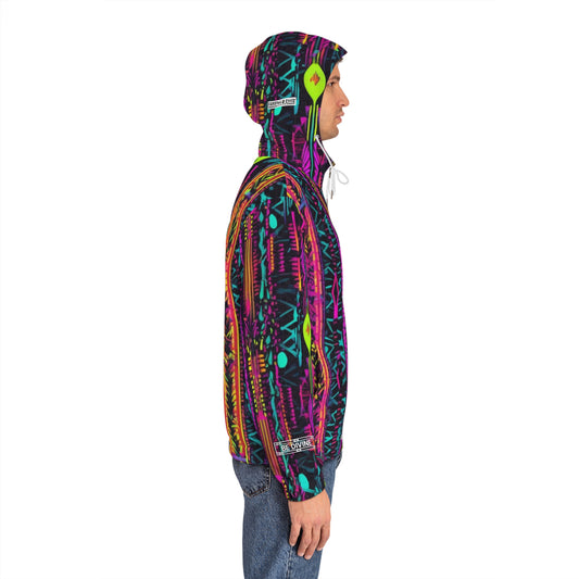 BE DIVINE™ Unisex All-Over Print Zip Up Hoodie - Abstract Neon Pattern | Statement Streetwear
