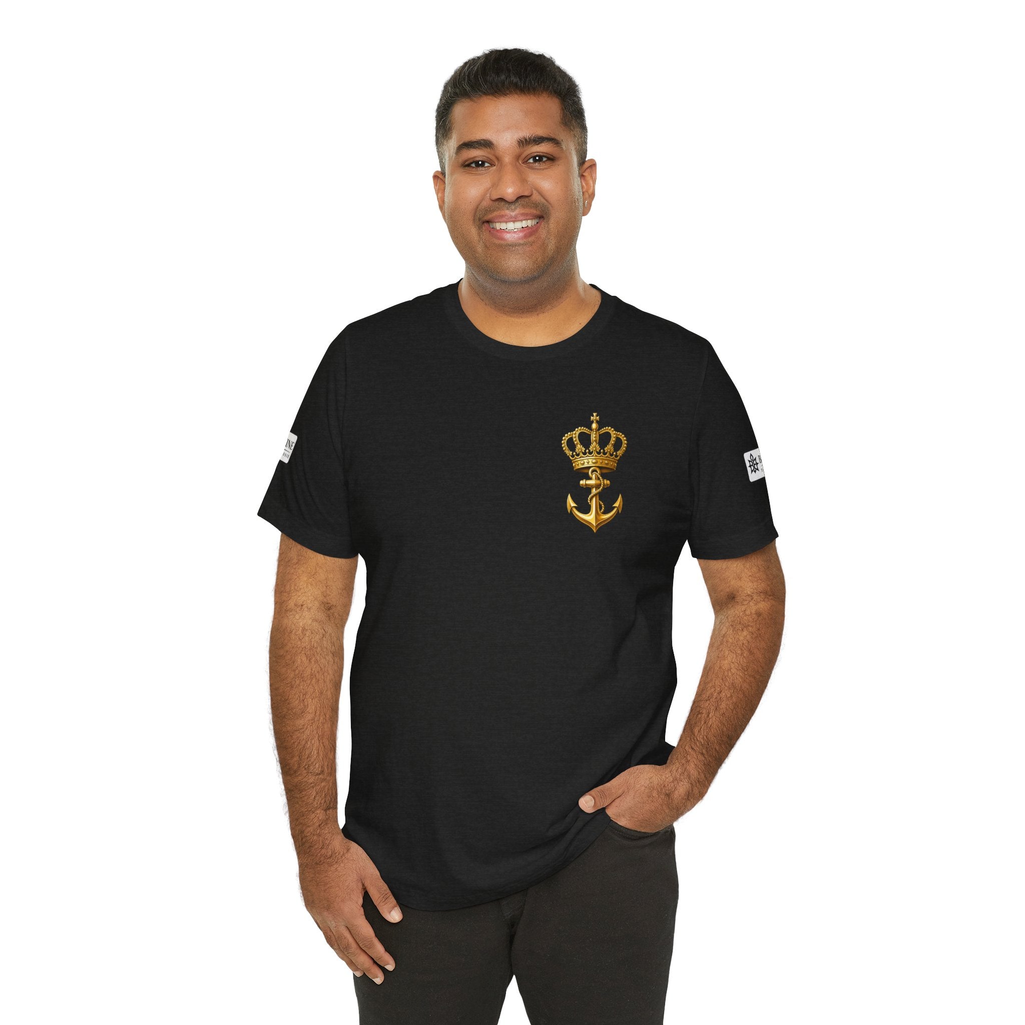 BE DIVINE™ Premium Minimal Crown 'N Anchor Tee – Black & Gold Edition