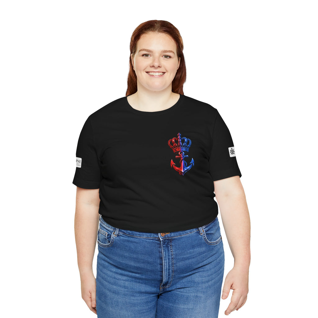BE DIVINE™ Premium Minimal Crown 'N Anchor T-Shirt – Red 'N Blue Edition