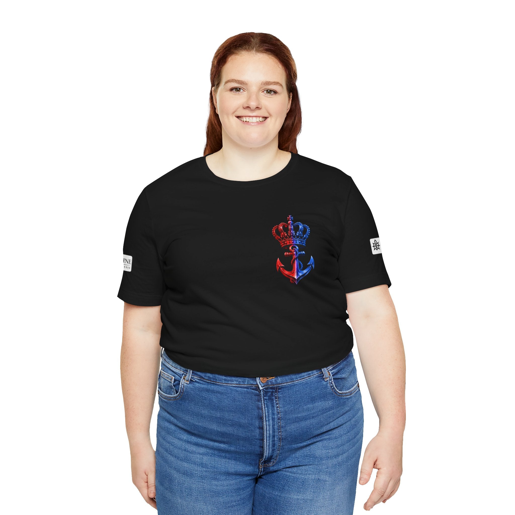 BE DIVINE™ Premium Minimal Crown 'N Anchor T-Shirt – Red 'N Blue Edition