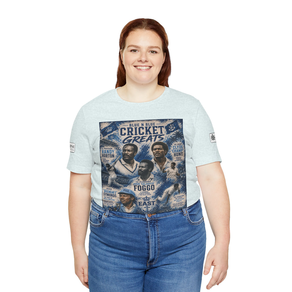 BE DIVINE™ Blue 'N Blue Cricket Greats Heritage Tee – Front & Back Collector Edition