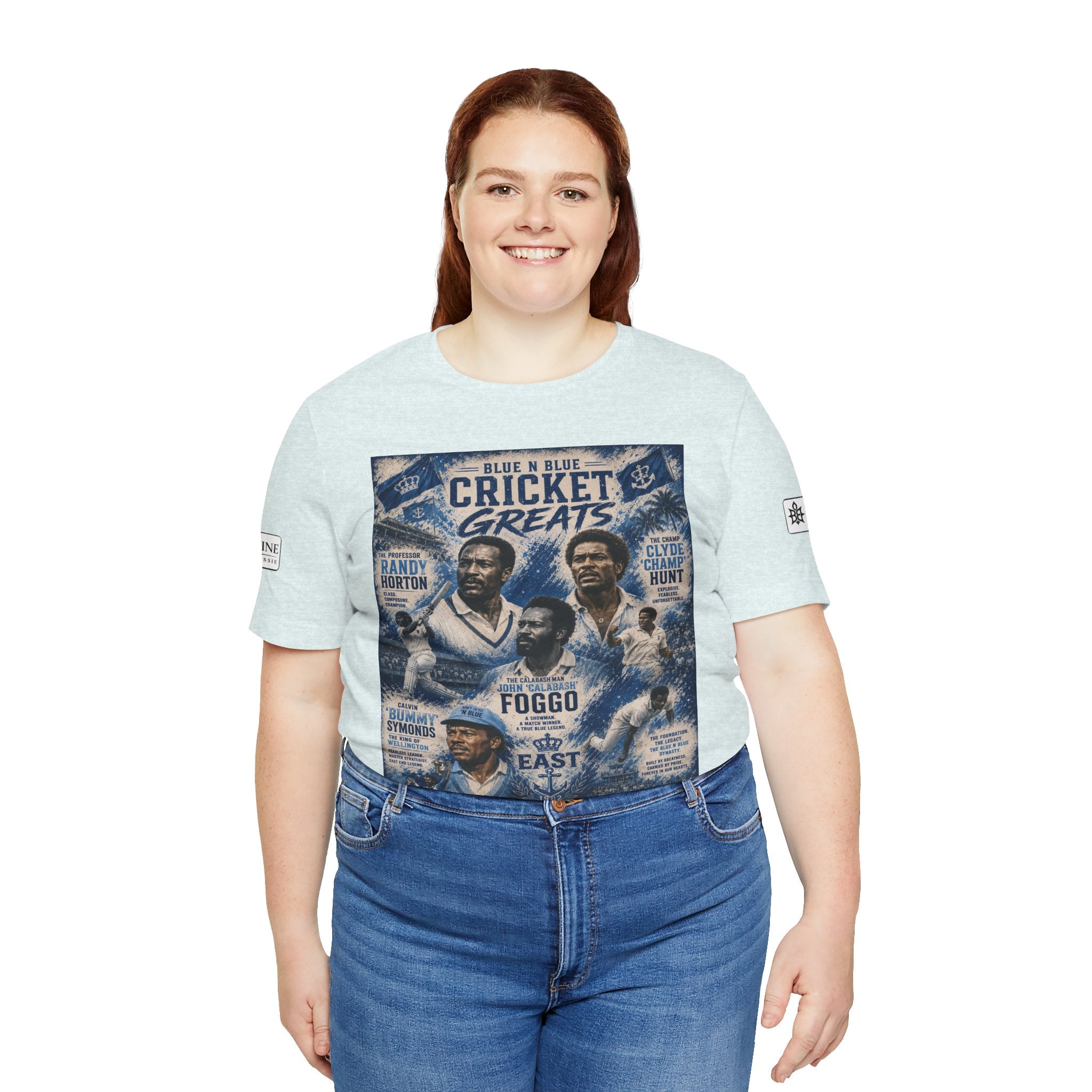 BE DIVINE™ Blue 'N Blue Cricket Greats Heritage Tee – Front & Back Collector Edition