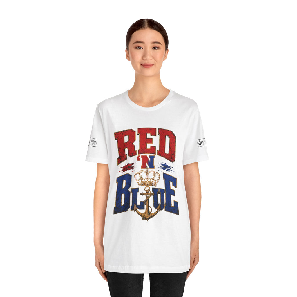 BE DIVINE™ RED 'N BLUE Tee – Crown 'N Anchor Edition