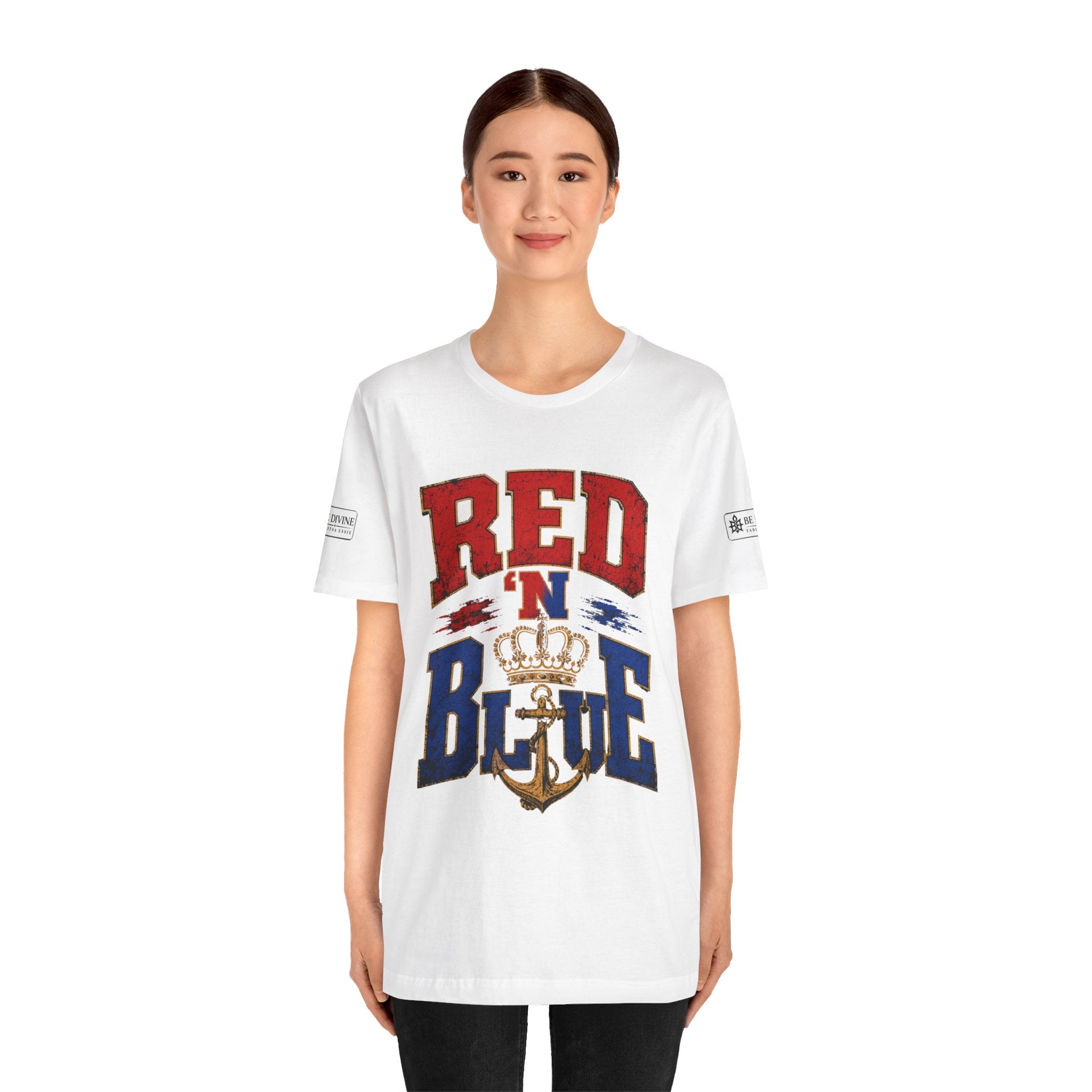 BE DIVINE™ RED 'N BLUE Tee – Crown 'N Anchor Edition