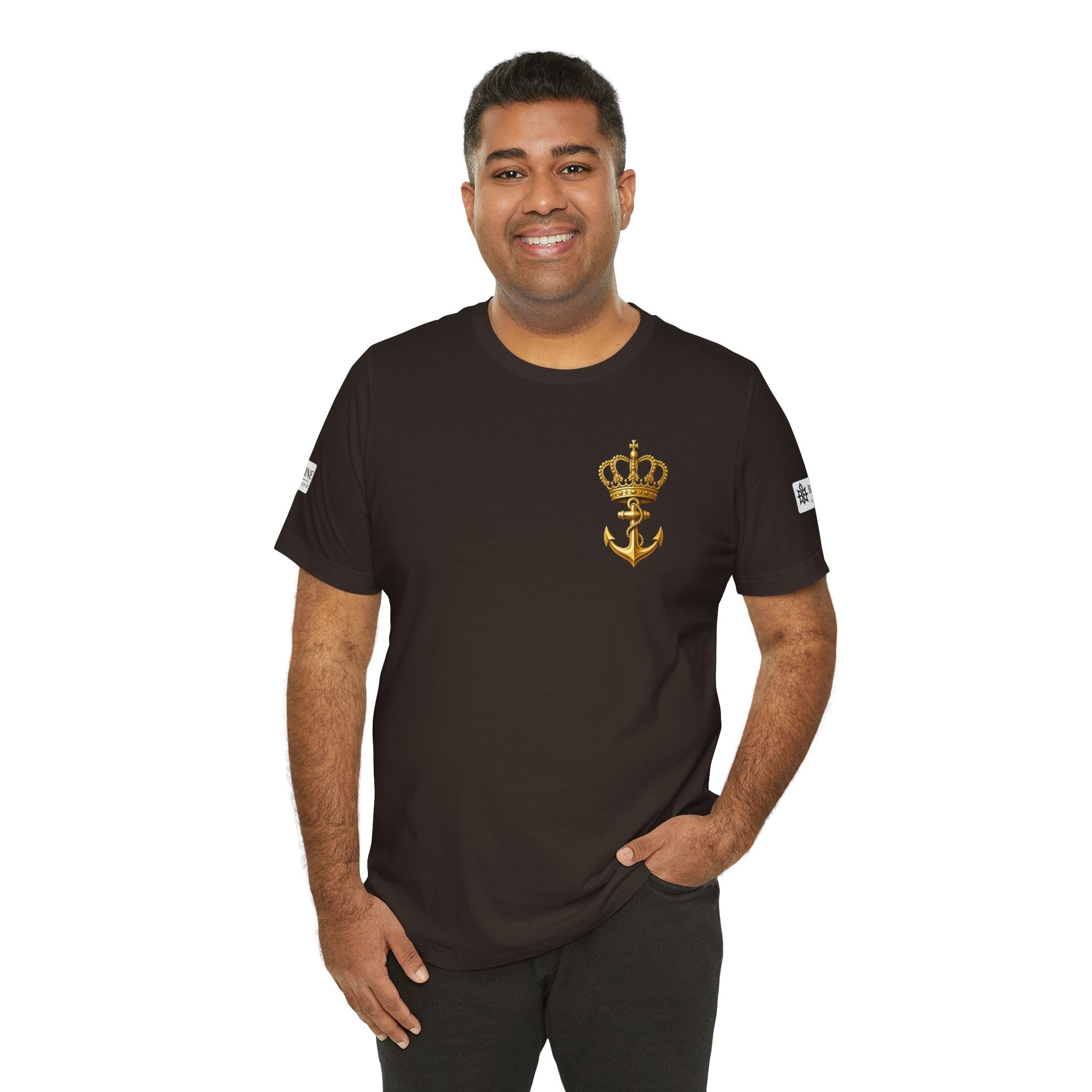 BE DIVINE™ Premium Minimal Crown 'N Anchor Tee – Black & Gold Edition