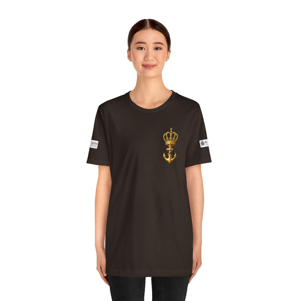 BE DIVINE™ Premium Minimal Crown 'N Anchor Tee – Black & Gold Edition