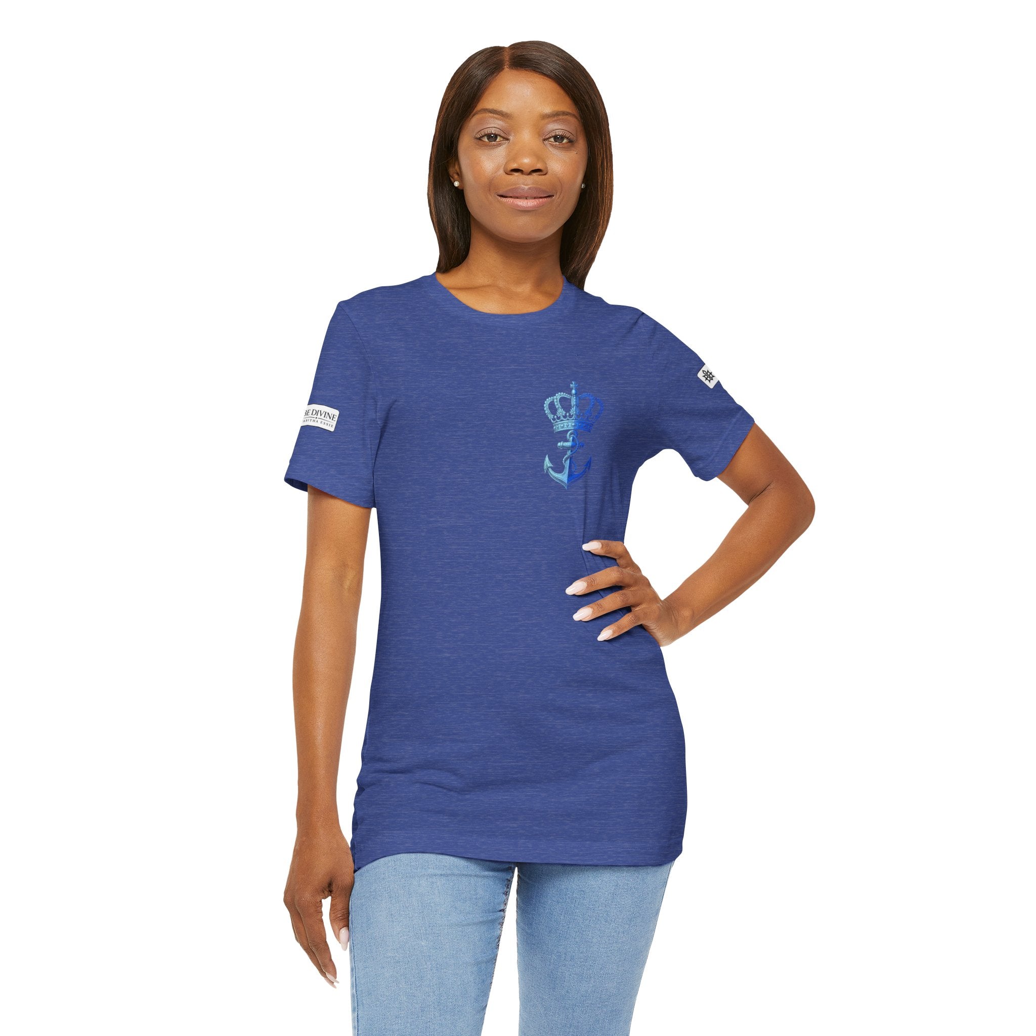 BE DIVINE™ Premium Minimal Crown 'N Anchor Tee – Blue 'N Blue Edition