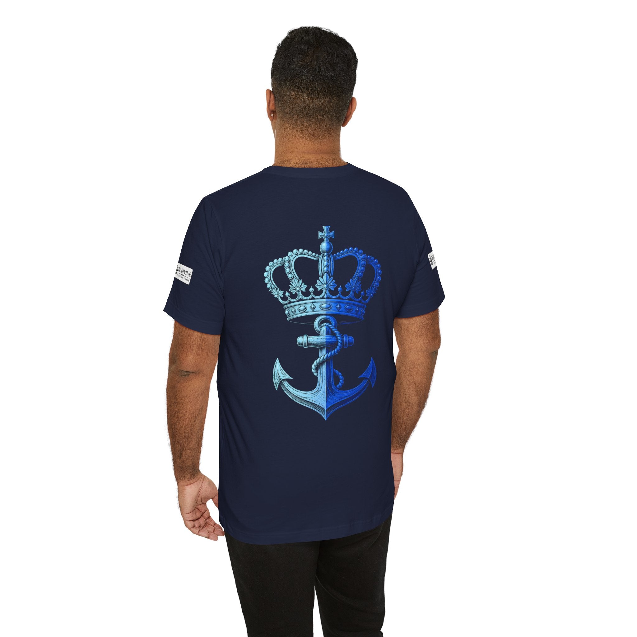 BE DIVINE™ Premium Minimal Crown 'N Anchor Tee – Blue 'N Blue Edition