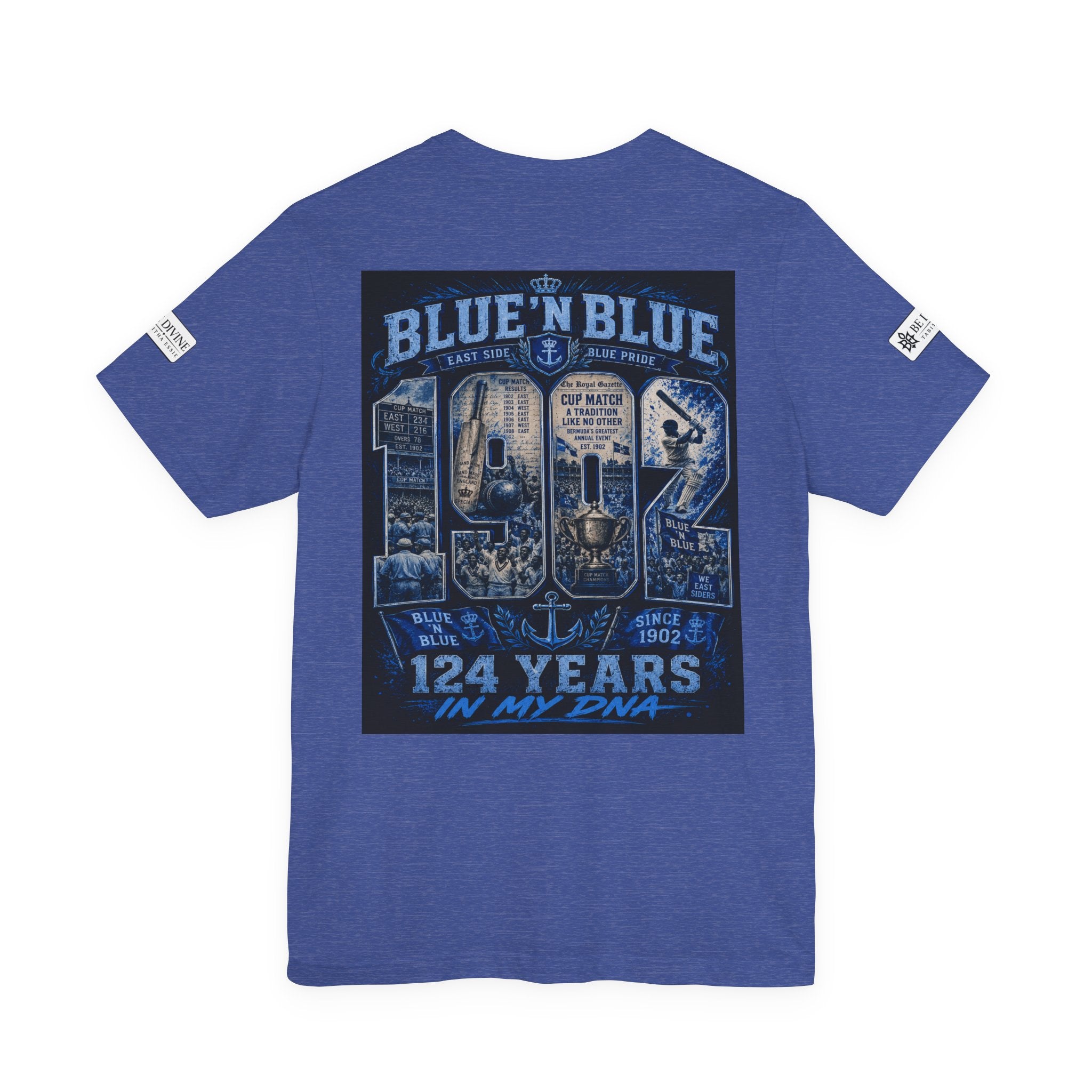 BE DIVINE™ Blue 'N Blue Cricket Greats Heritage Tee – Front & Back Collector Edition