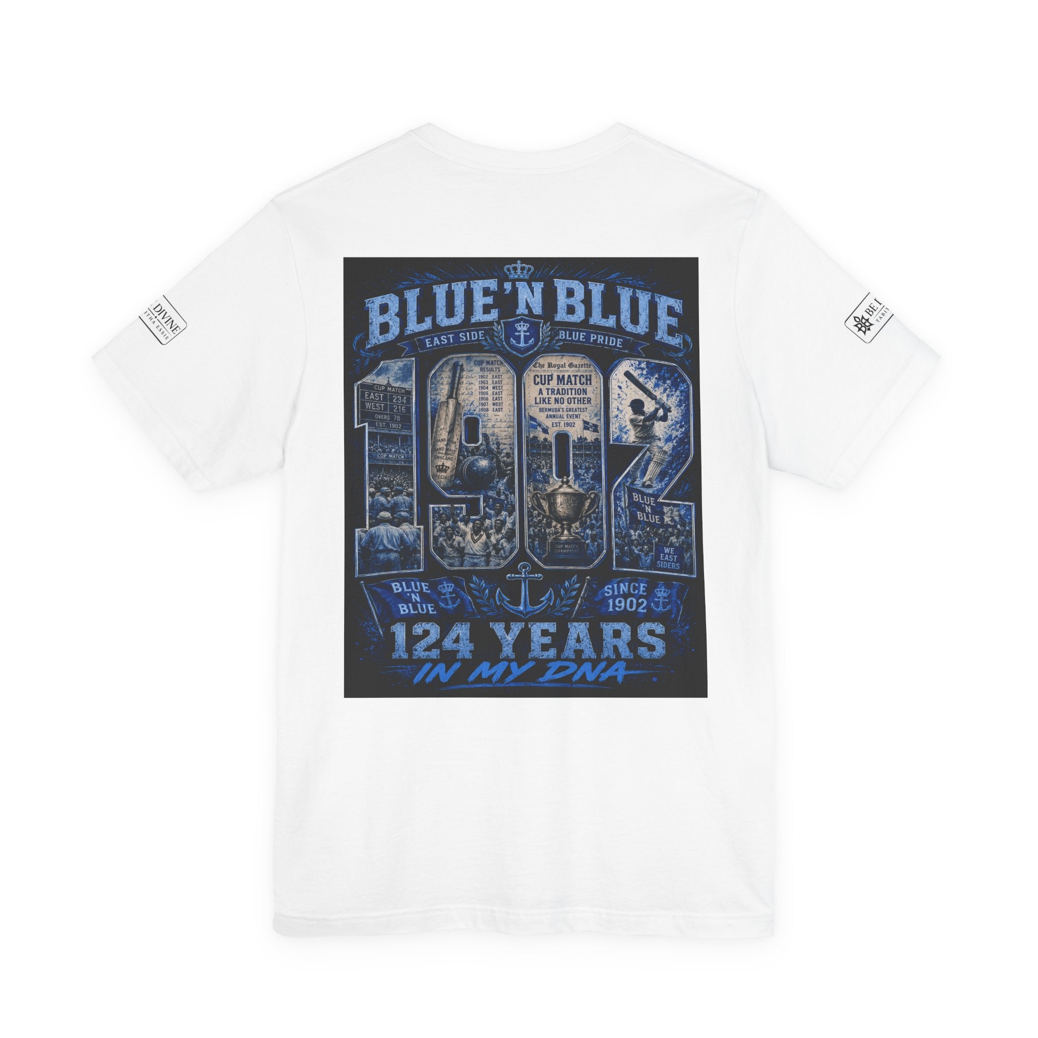 BE DIVINE™ Blue 'N Blue Cricket Greats Heritage Tee – Front & Back Collector Edition