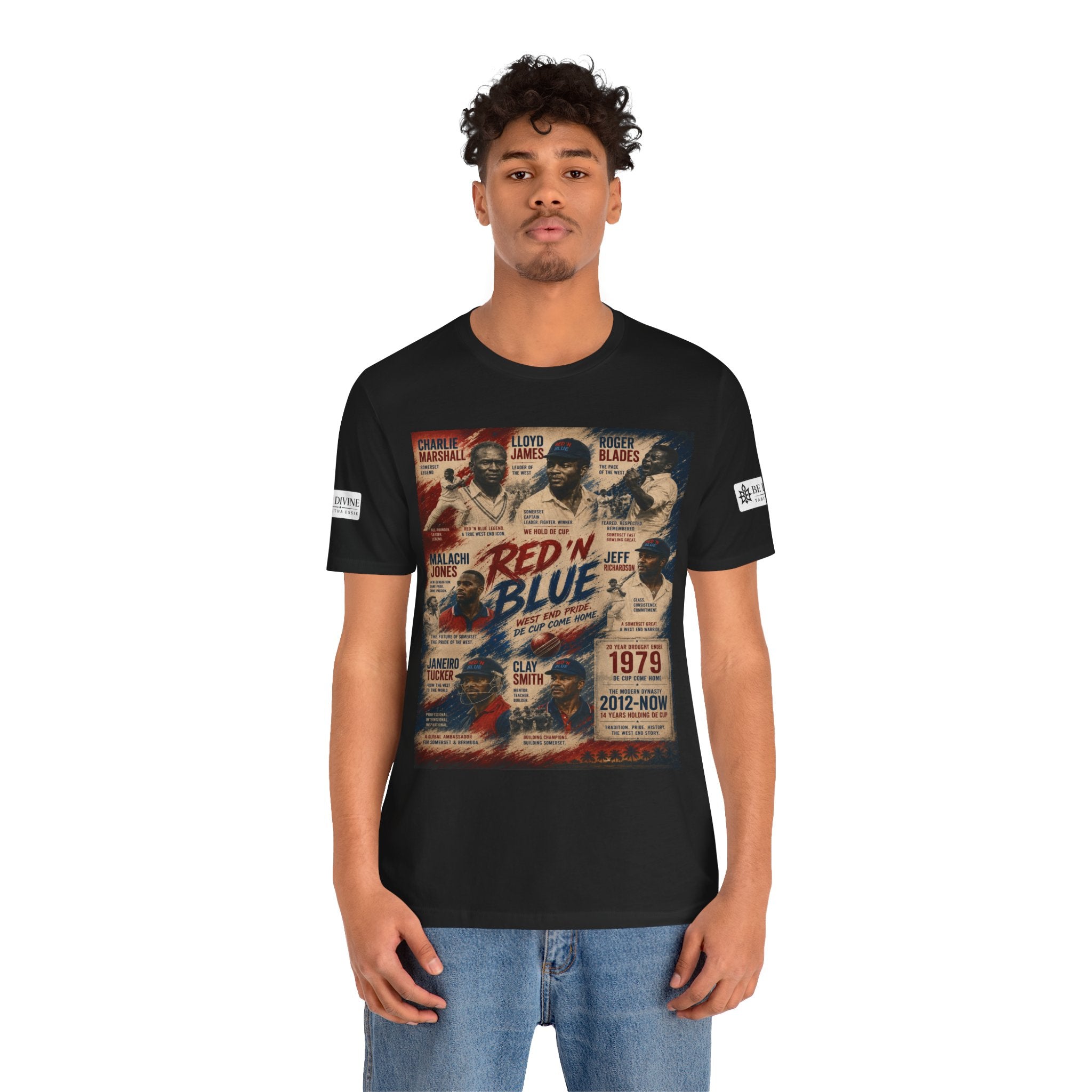 BE DIVINE™ Red ’N Blue Cricket Greats Tee