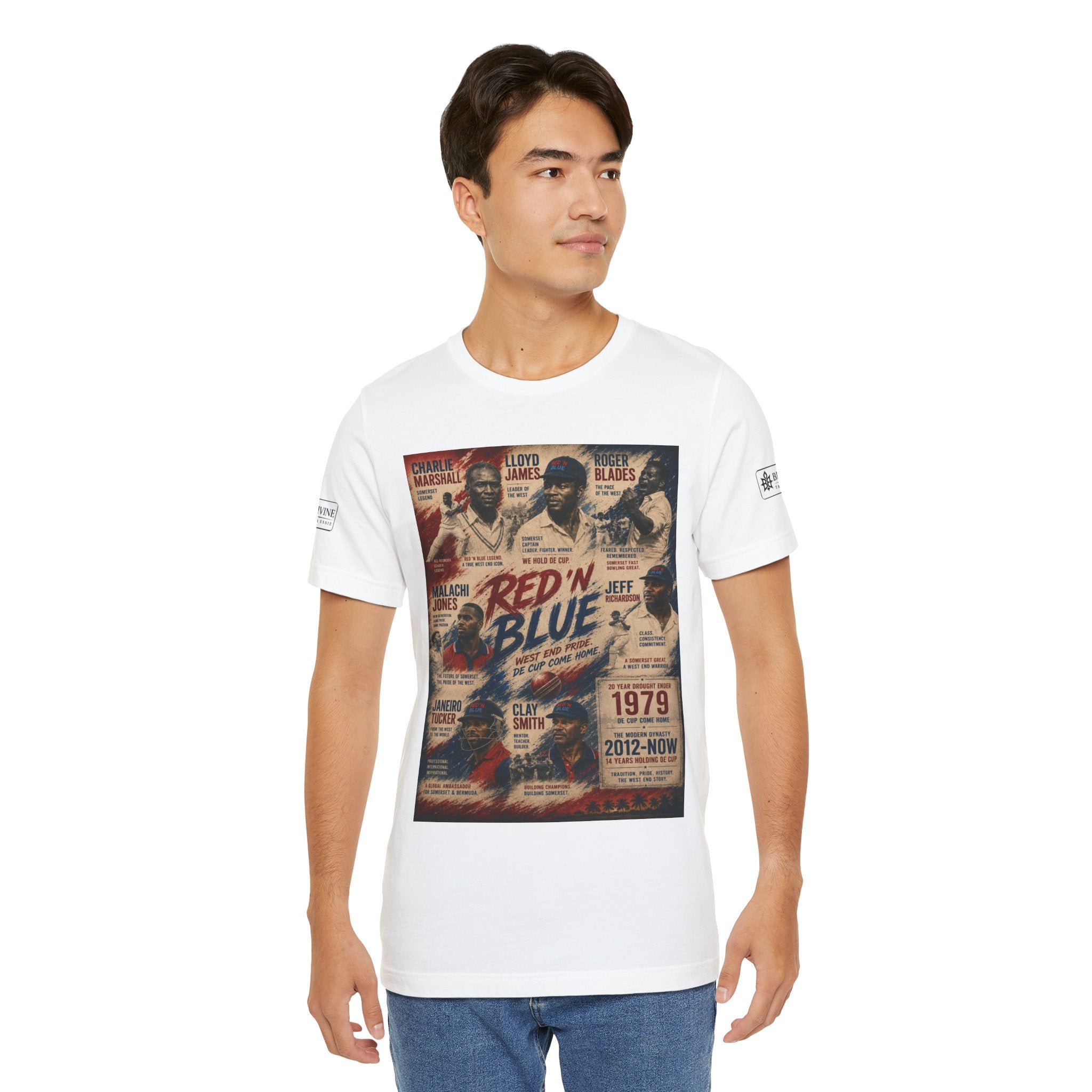 BE DIVINE™ Red ’N Blue Cricket Greats Tee