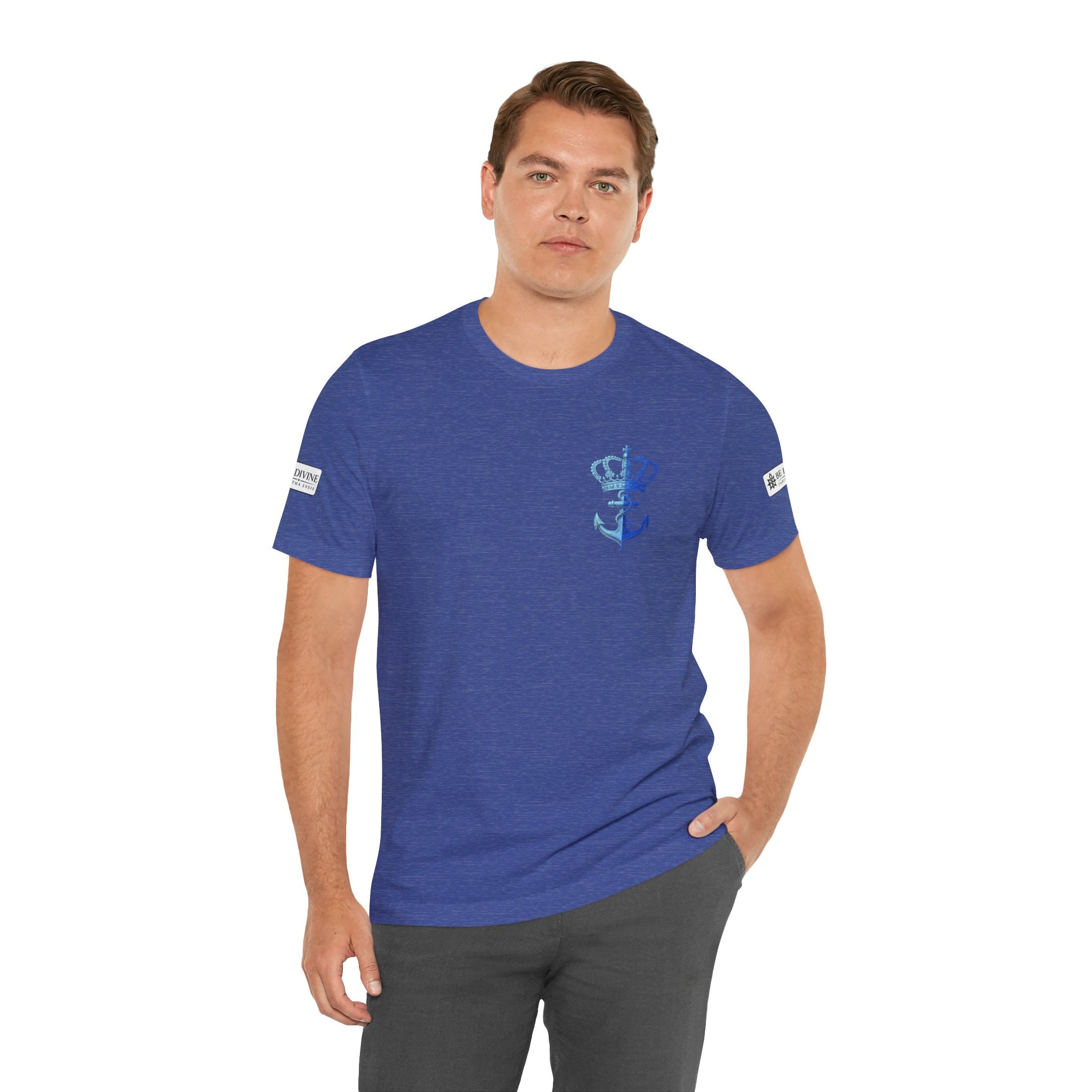 BE DIVINE™ Premium Minimal Crown 'N Anchor Tee – Blue 'N Blue Edition