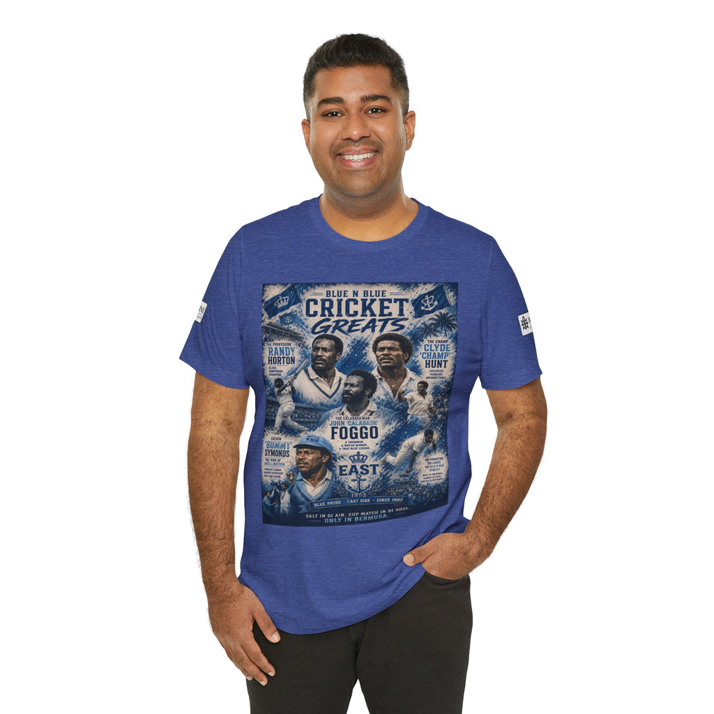 BE DIVINE™ Blue 'N Blue Cricket Greats Heritage Tee – Front & Back Collector Edition