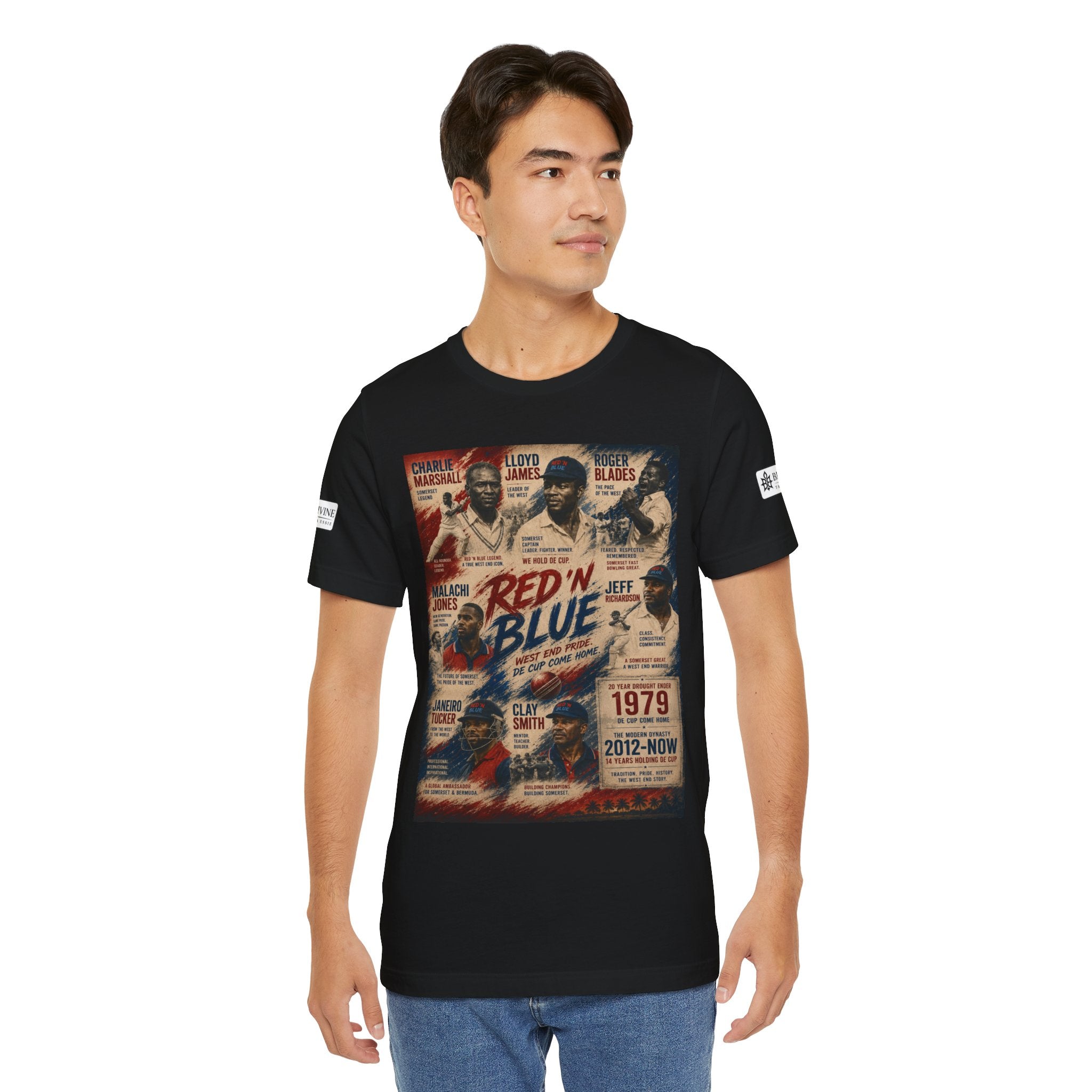 BE DIVINE™ Red ’N Blue Cricket Greats Tee