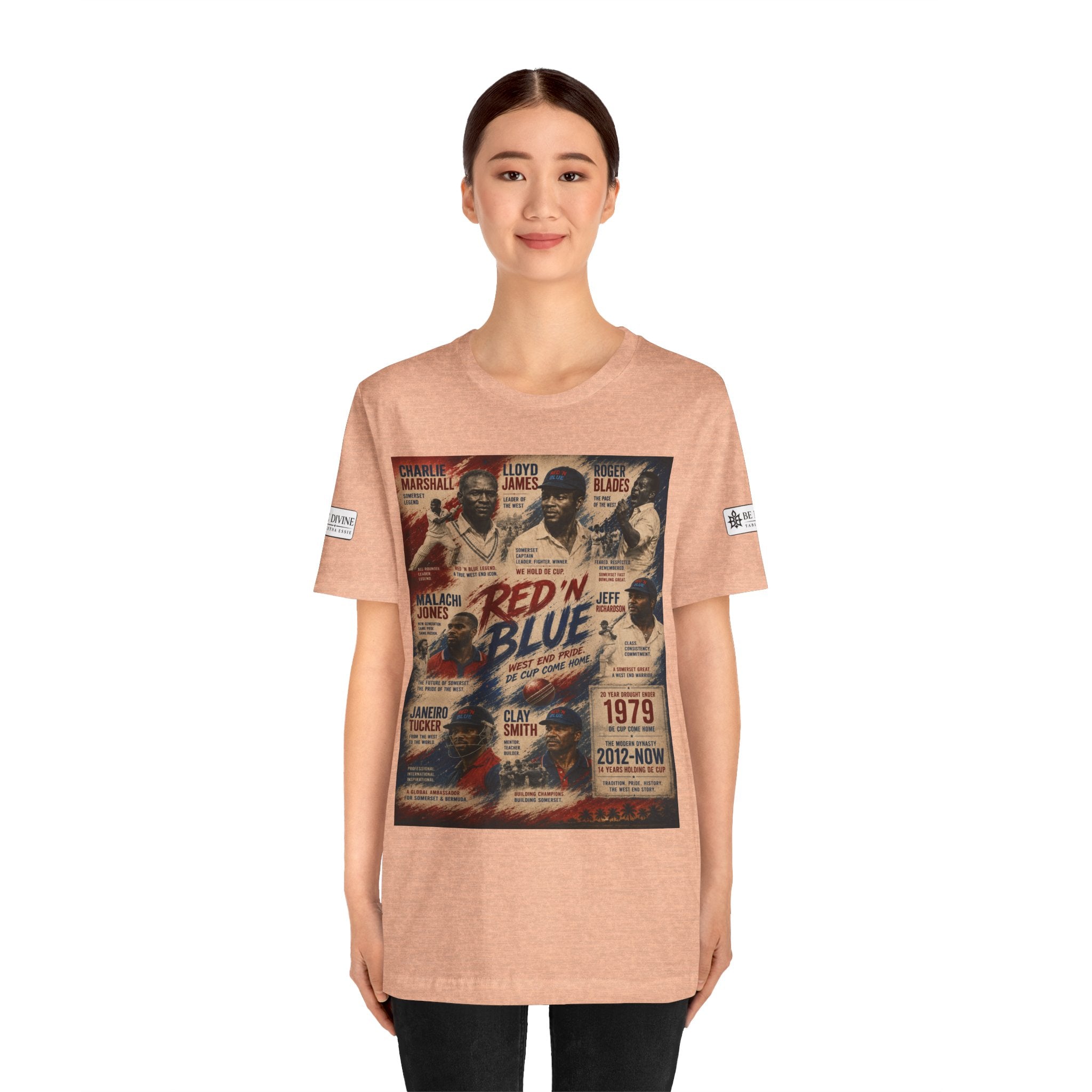 BE DIVINE™ Red ’N Blue Cricket Greats Tee