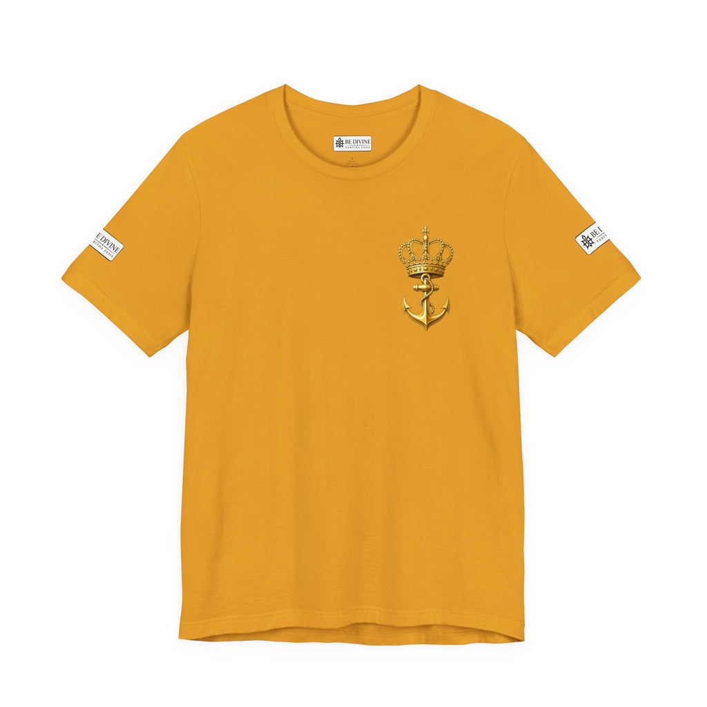 BE DIVINE™ Premium Minimal Crown 'N Anchor Tee – Black & Gold Edition