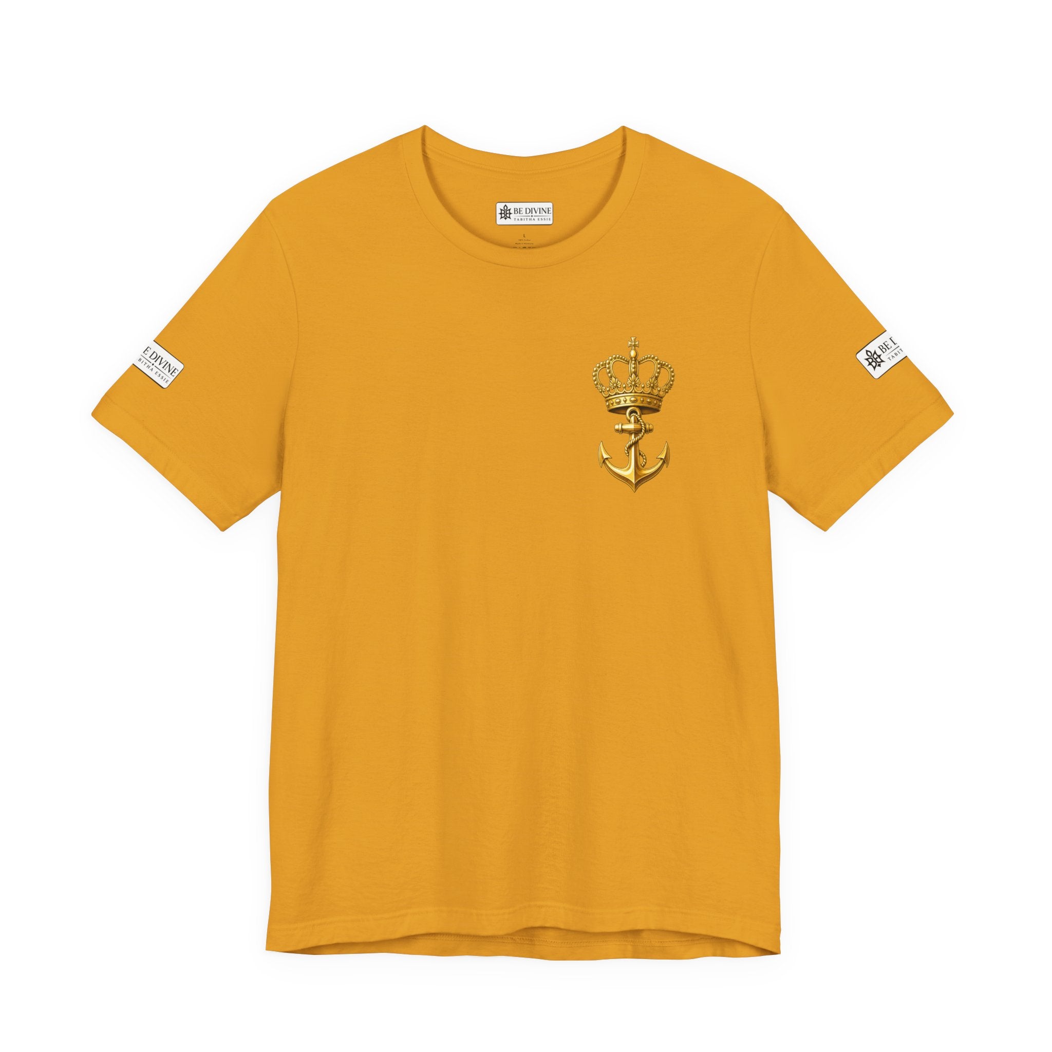 BE DIVINE™ Premium Minimal Crown 'N Anchor Tee – Black & Gold Edition