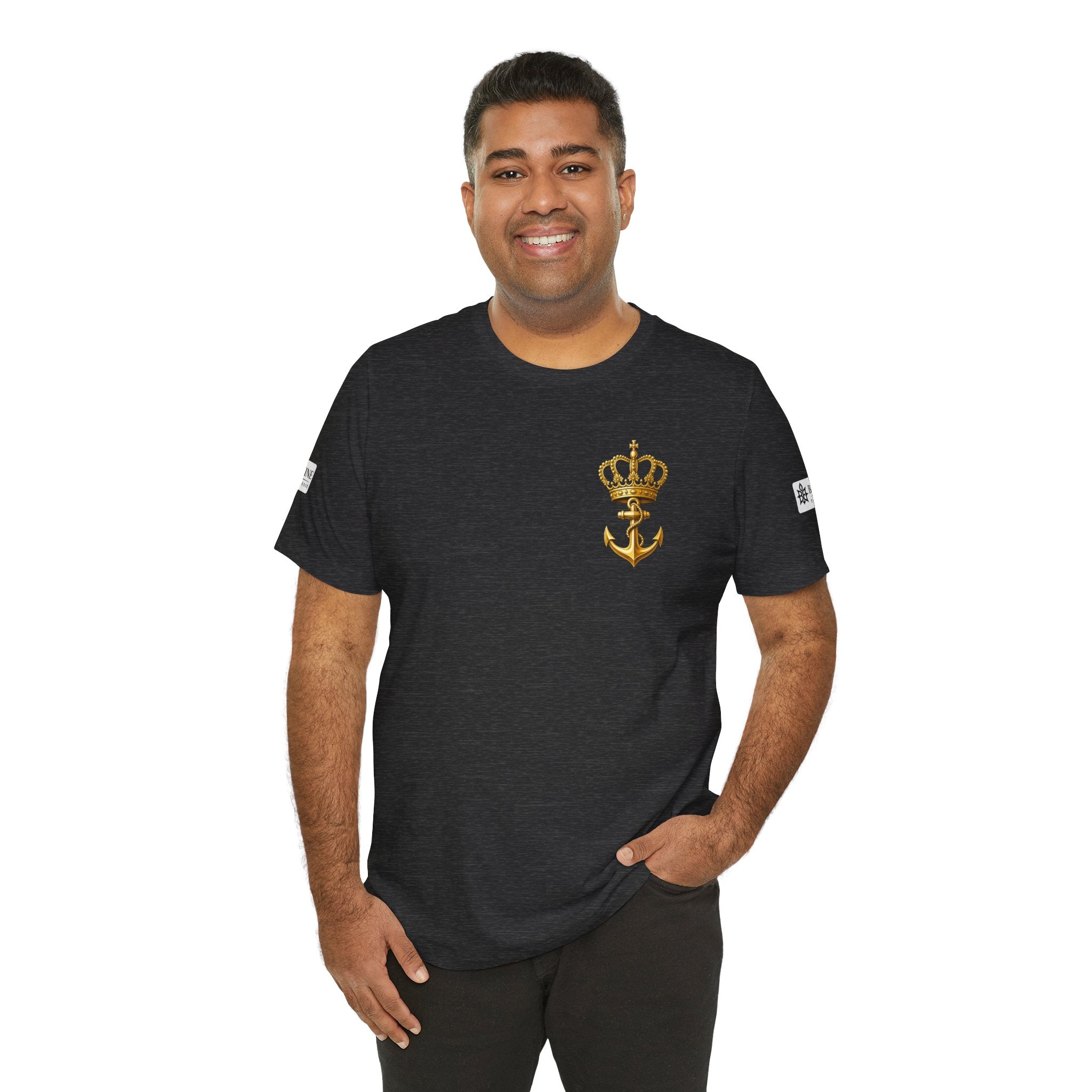 BE DIVINE™ Premium Minimal Crown 'N Anchor Tee – Black & Gold Edition