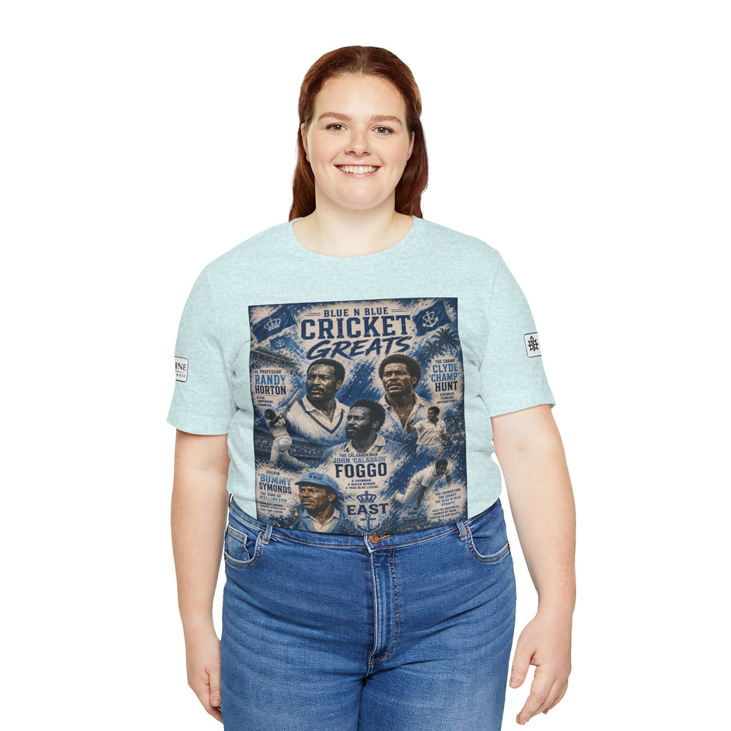 BE DIVINE™ Blue 'N Blue Cricket Greats Heritage Tee – Front & Back Collector Edition