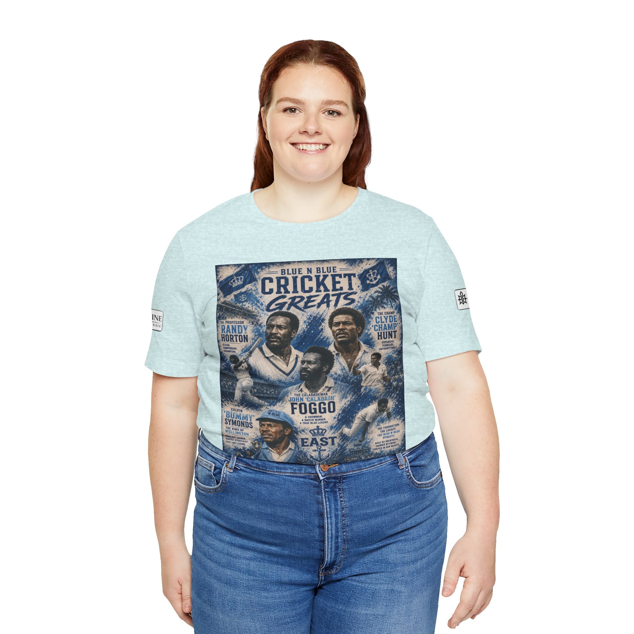 BE DIVINE™ Blue 'N Blue Cricket Greats Heritage Tee – Front & Back Collector Edition
