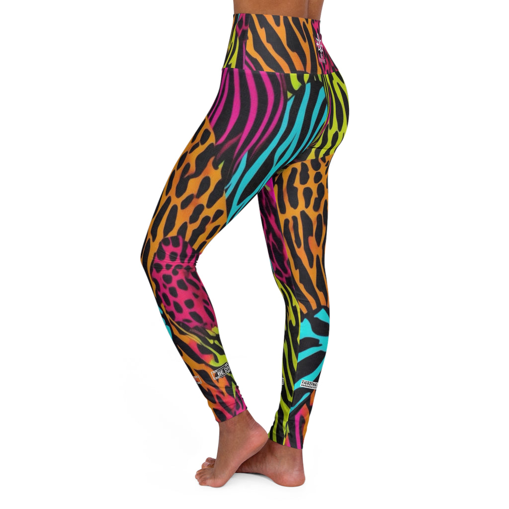 BE DIVINE™ Neon Jungle High-Waisted Yoga Leggings - Bold Animal Patchwork | Sculpting Athleisure Wear by Tabitha Essie