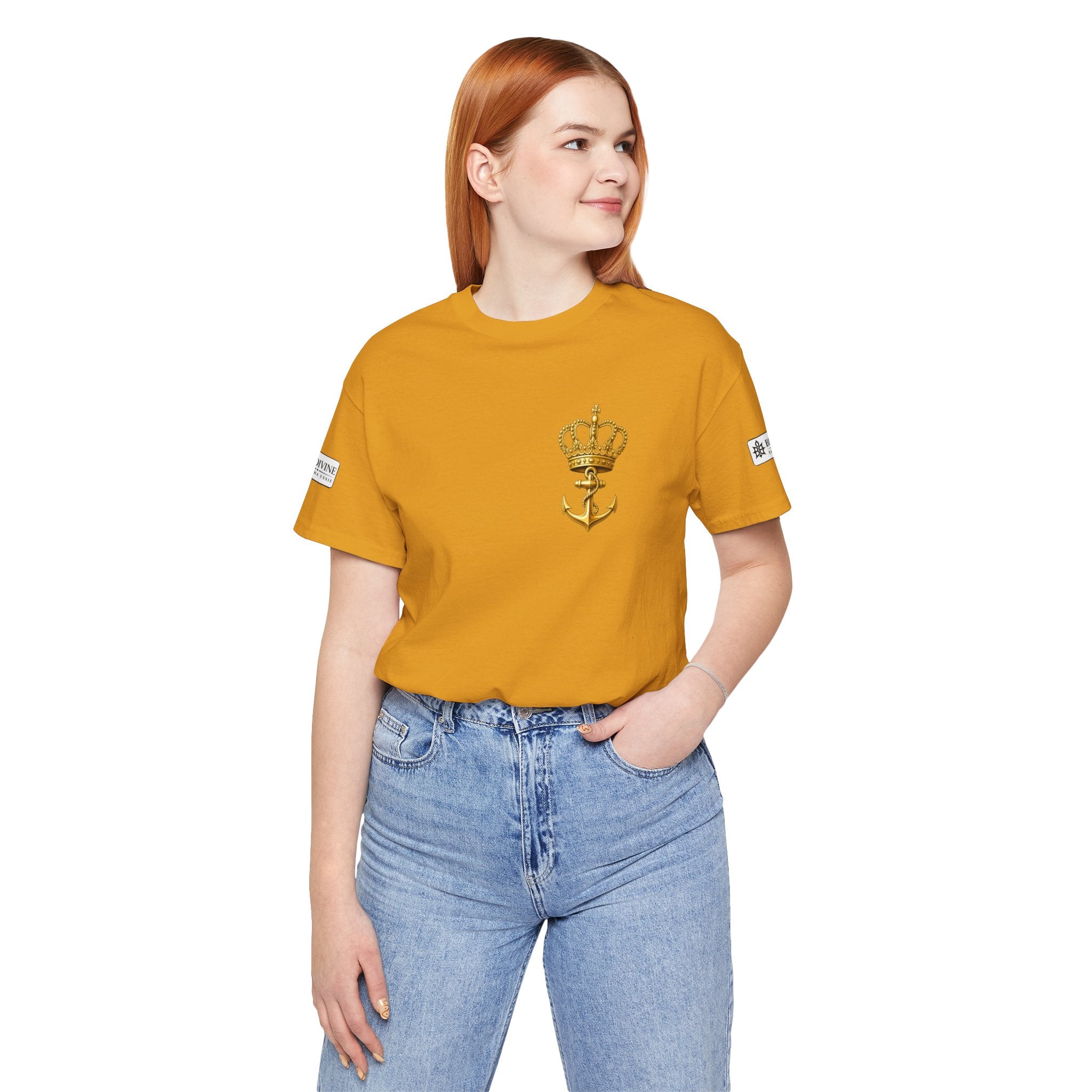 BE DIVINE™ Premium Minimal Crown 'N Anchor Tee – Black & Gold Edition