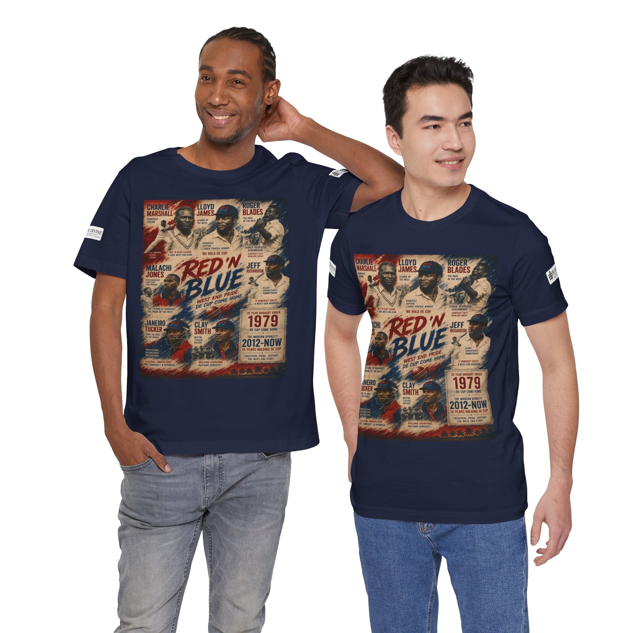 BE DIVINE™ Red ’N Blue Cricket Greats Tee