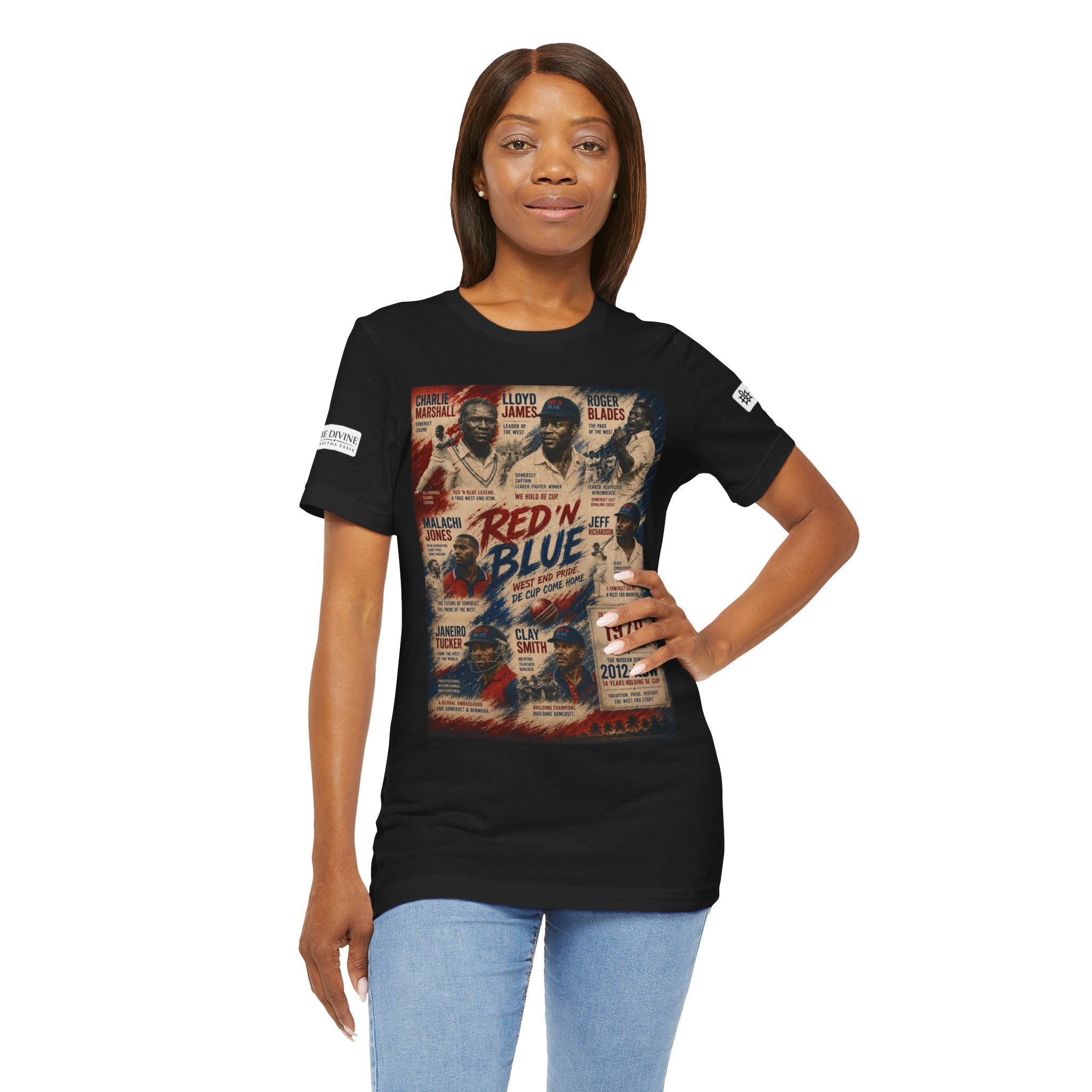 BE DIVINE™ Red ’N Blue Cricket Greats Tee