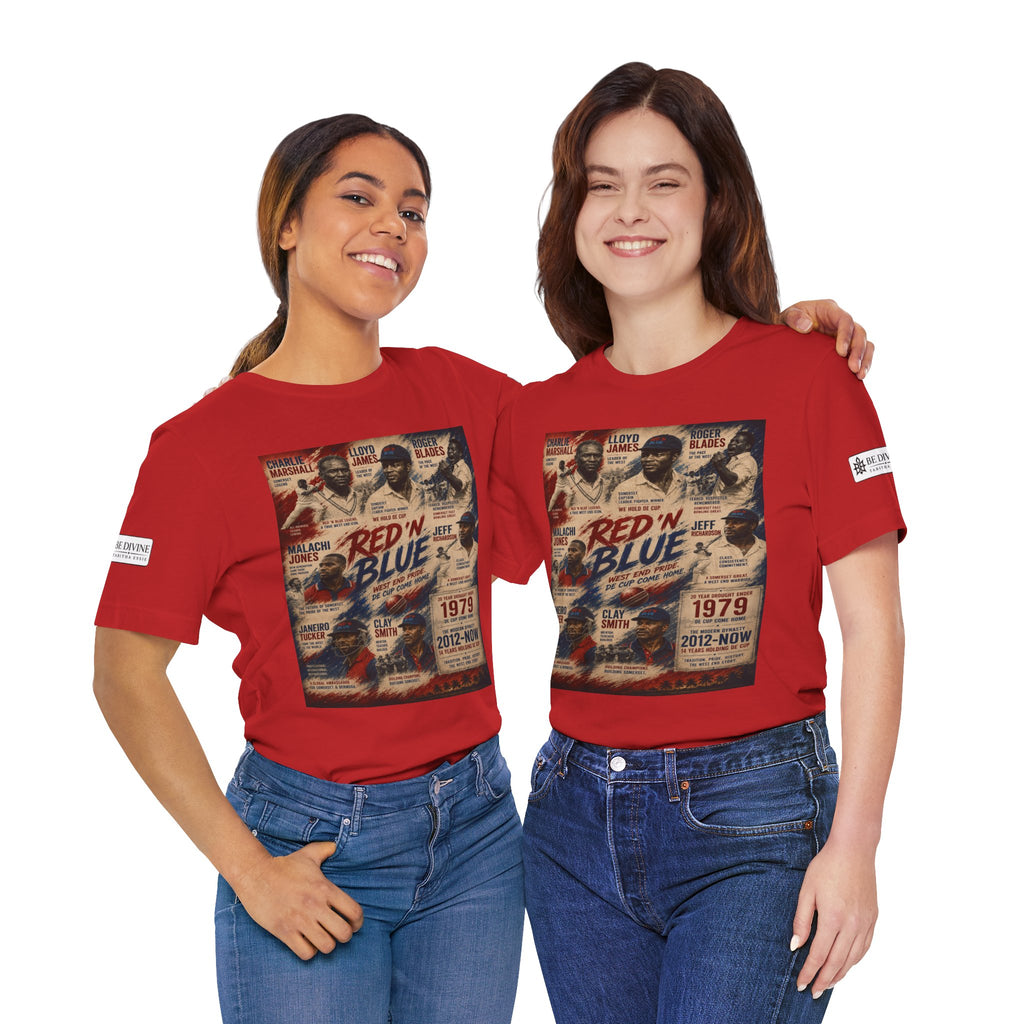 BE DIVINE™ Red ’N Blue Cricket Greats Tee