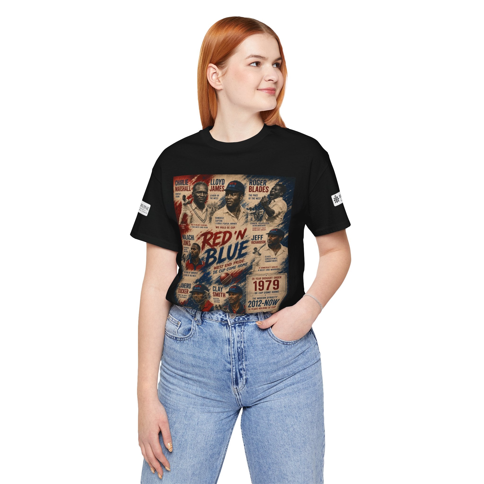BE DIVINE™ Red ’N Blue Cricket Greats Tee