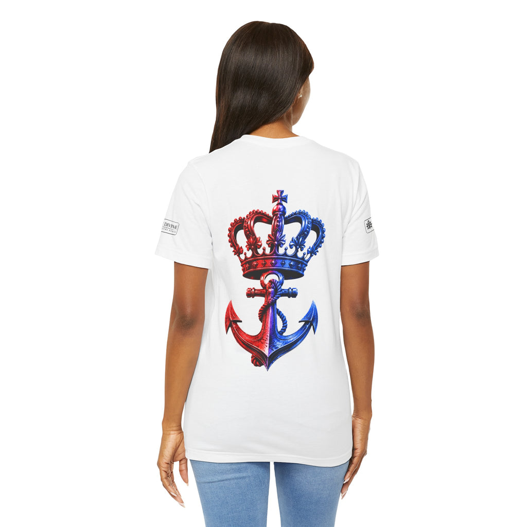 BE DIVINE™ Premium Minimal Crown 'N Anchor T-Shirt – Red 'N Blue Edition
