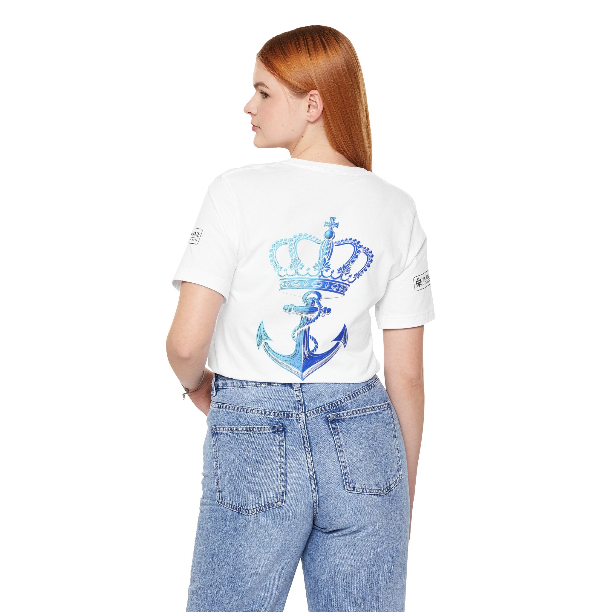 BE DIVINE™ Premium Minimal Crown 'N Anchor Tee – Blue 'N Blue Edition