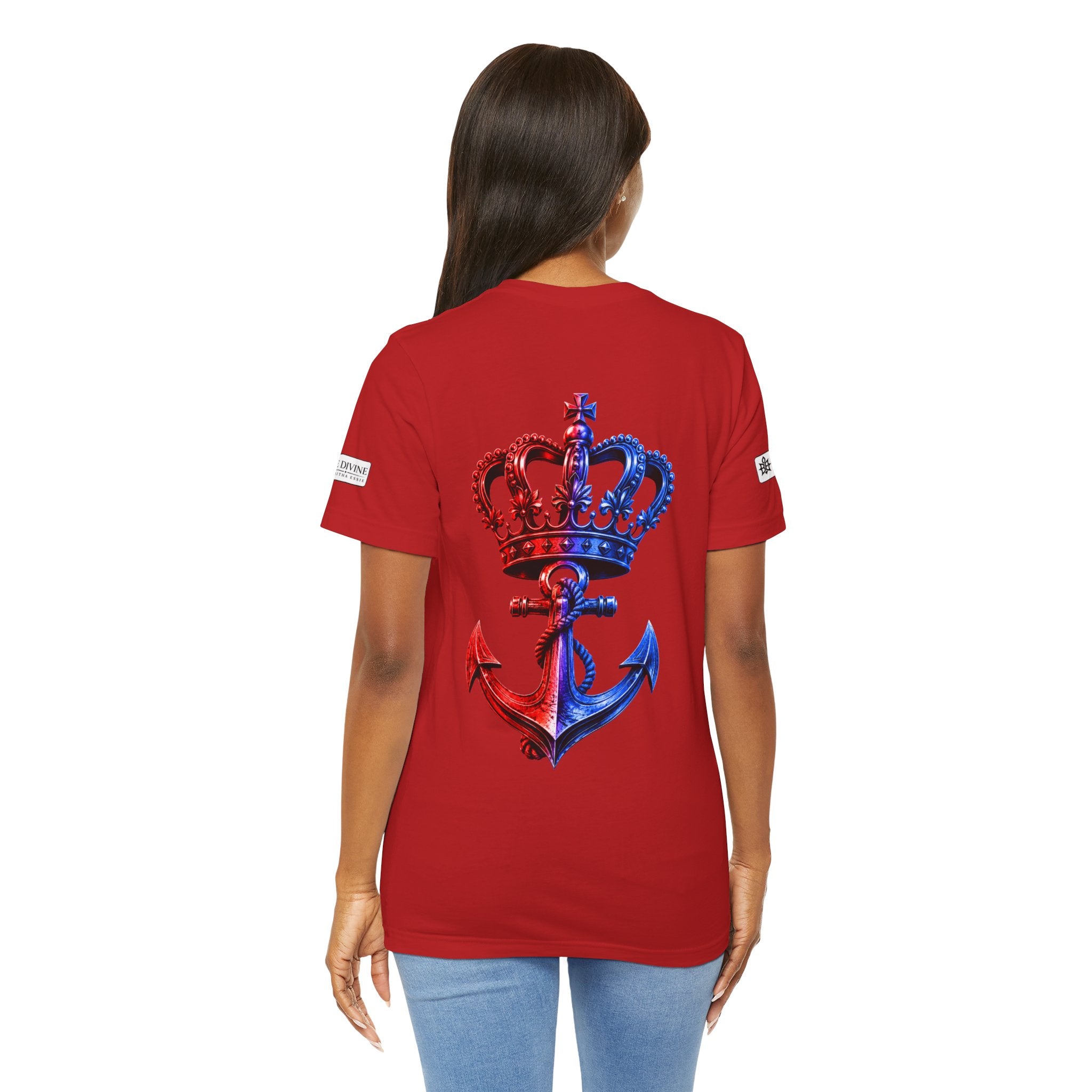 BE DIVINE™ Premium Minimal Crown 'N Anchor T-Shirt – Red 'N Blue Edition