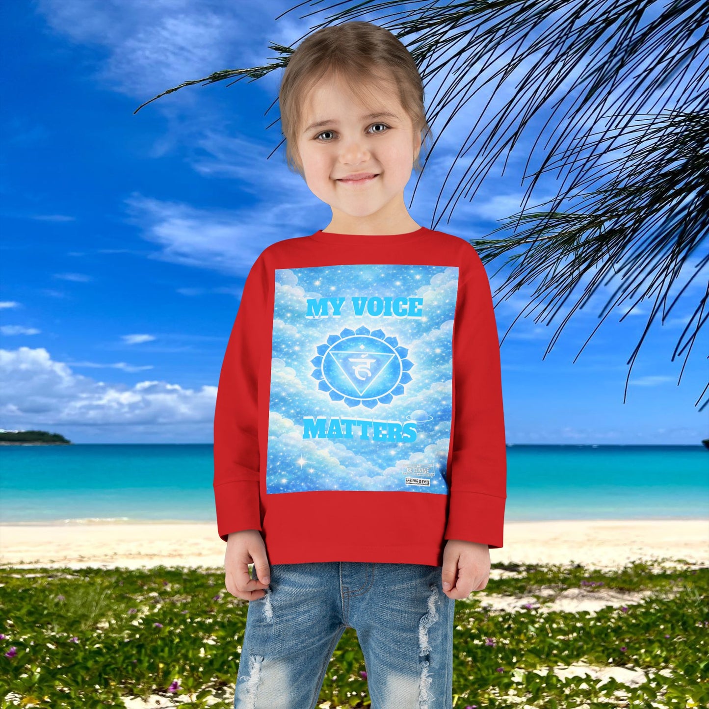 BE DIVINE™ Throat Chakra Toddler Long Sleeve Tee | Communication & Self-Expression Shirt
