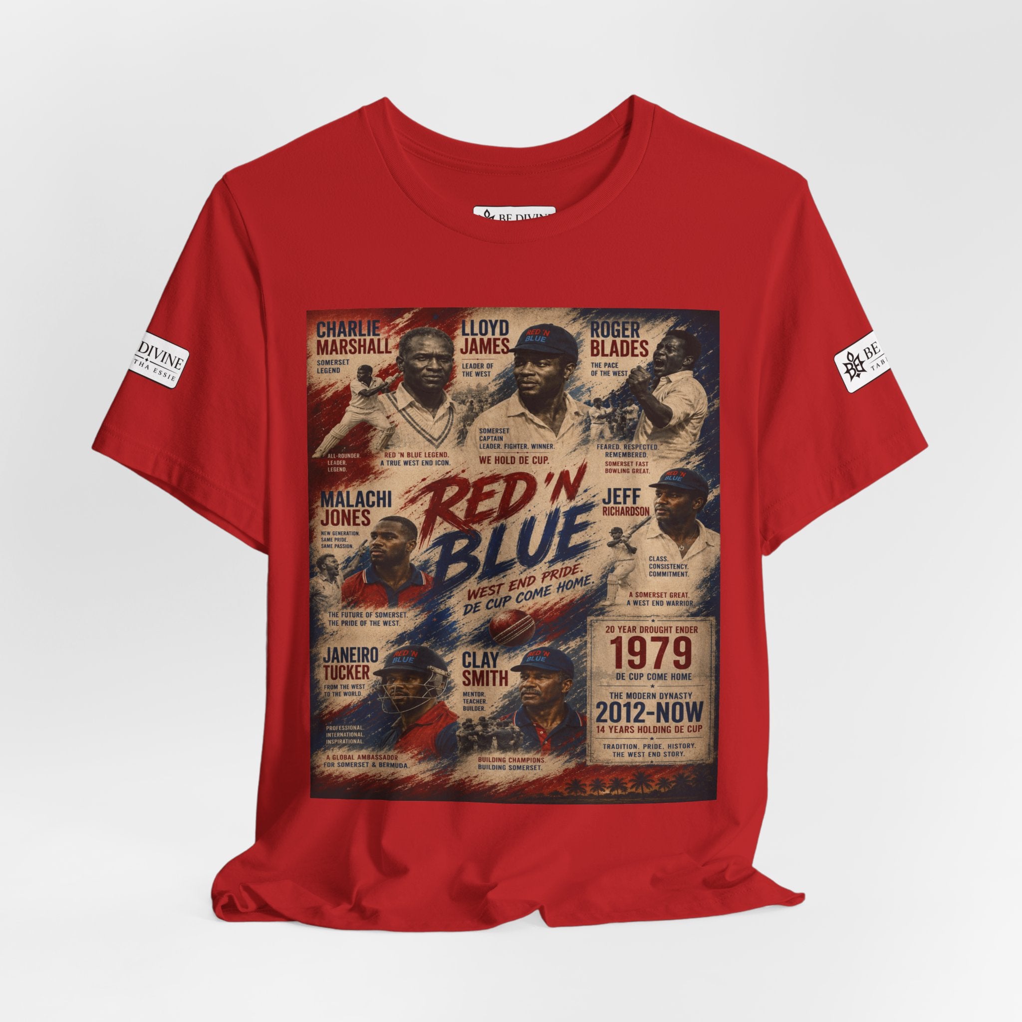 BE DIVINE™ Red ’N Blue Cricket Greats Tee